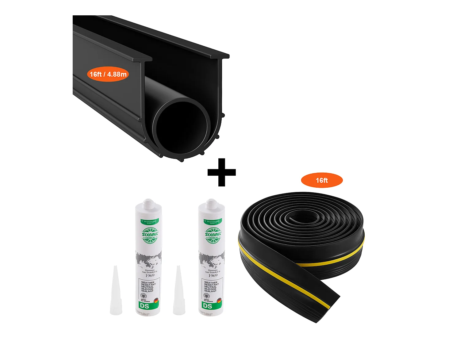 Bande d'Étanchéité SucceBuy de Seuil et de Bas de Porte de Garage de 488cm, PVC Imperméable Universel