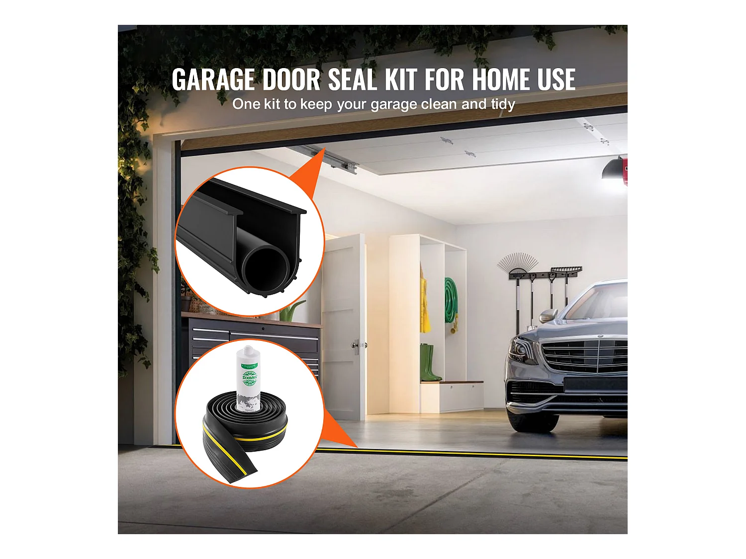 Bande d'Étanchéité SucceBuy de Seuil et de Bas de Porte de Garage de 488cm, PVC Imperméable Universel