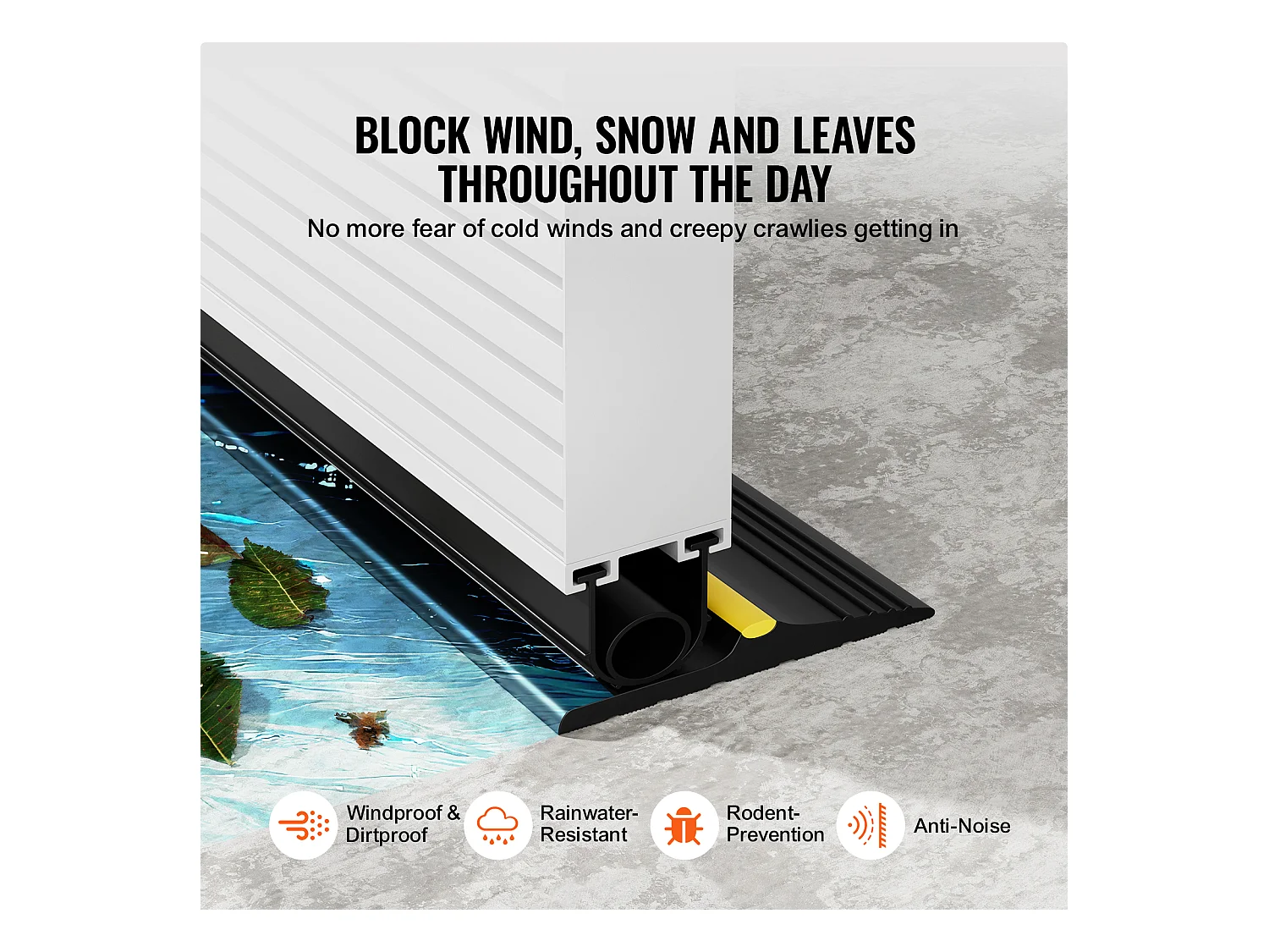 Bande d'Étanchéité SucceBuy de Seuil et de Bas de Porte de Garage de 488cm, PVC Imperméable Universel