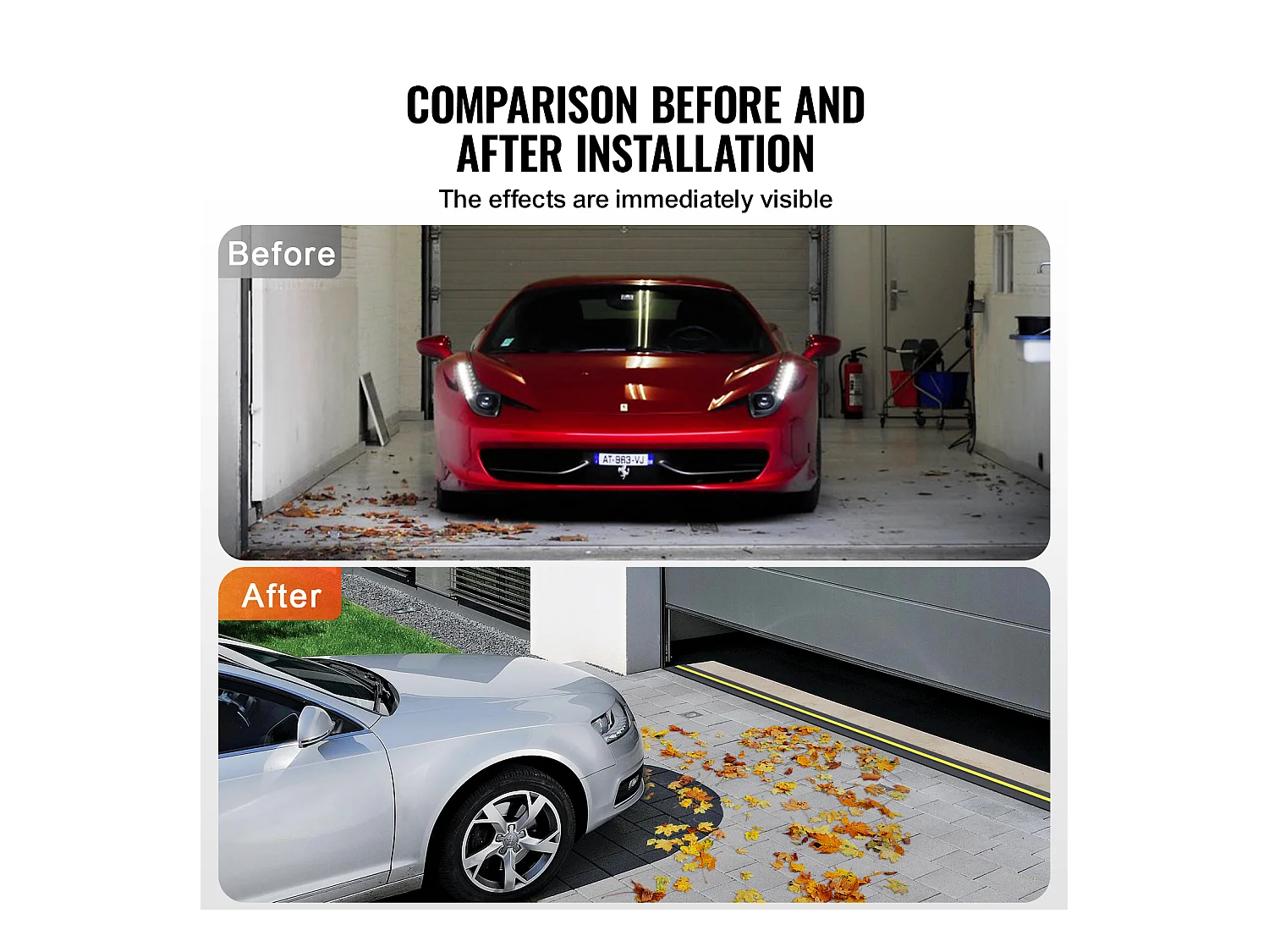 Bande d'Étanchéité SucceBuy de Seuil et de Bas de Porte de Garage de 488cm, PVC Imperméable Universel