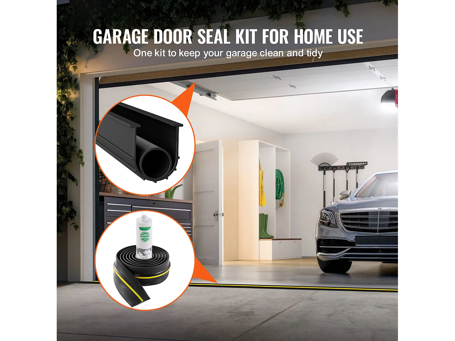 Bande d'Étanchéité SucceBuy de Seuil et de Bas de Porte de Garage de 488cm, PVC Imperméable Universel