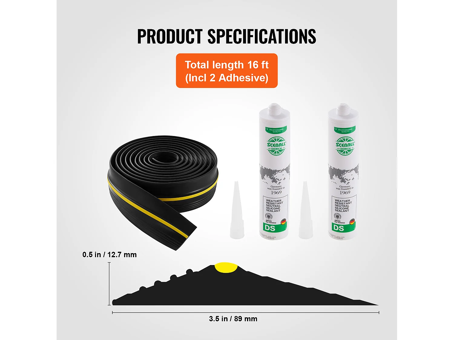 Bande d'Étanchéité SucceBuy de Seuil et de Bas de Porte de Garage de 488cm, PVC Imperméable Universel