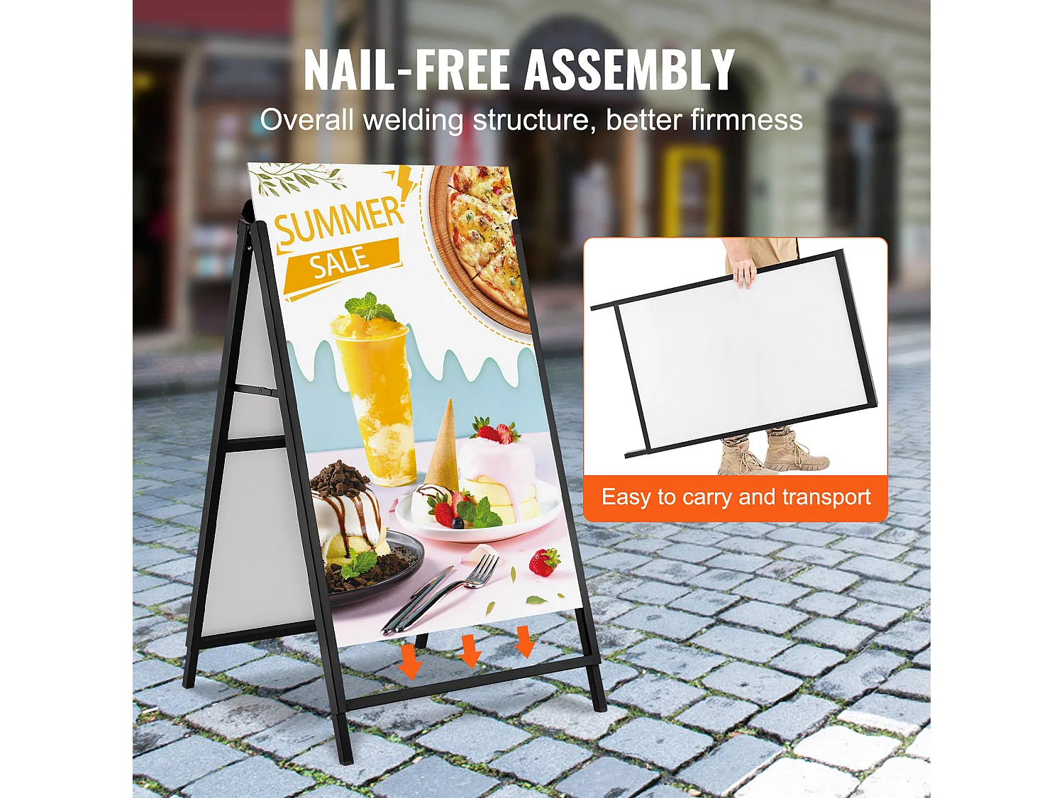 Panneau de Trottoir Extérieur SucceBuy, en Forme de A, 61 x 91 cm, Facile à Ranger et à Transporter