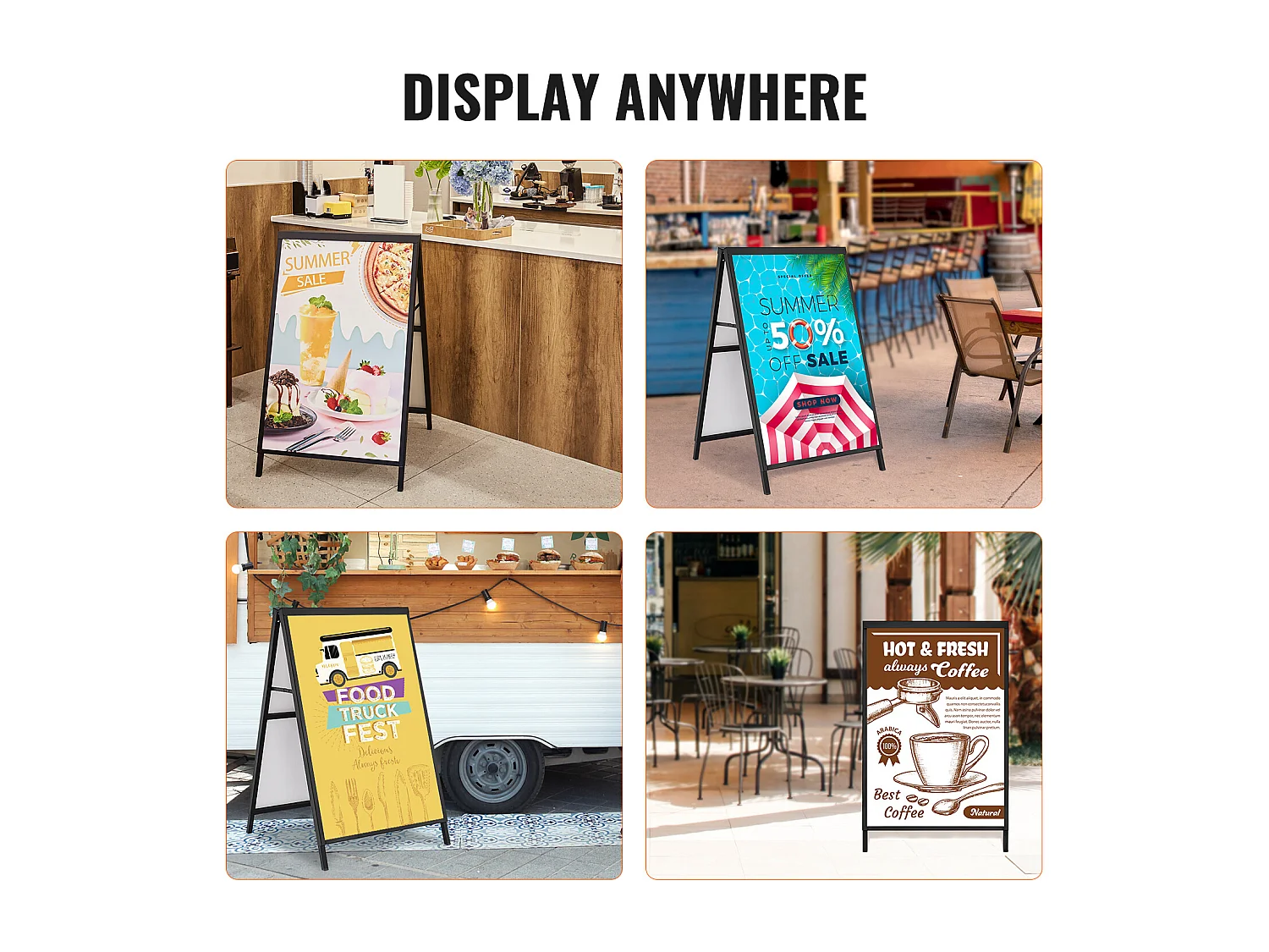 Panneau de Trottoir Extérieur SucceBuy, en Forme de A, 61 x 91 cm, Facile à Ranger et à Transporter