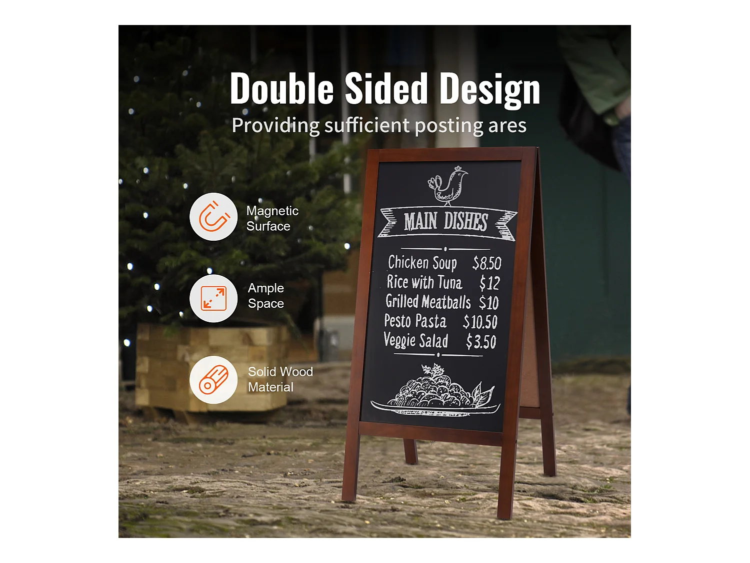 Tableau à Craie Menu Display SucceBuy, Bois A-Frame, 50,8 x 101,6 cm, Chevalet de Trottoir