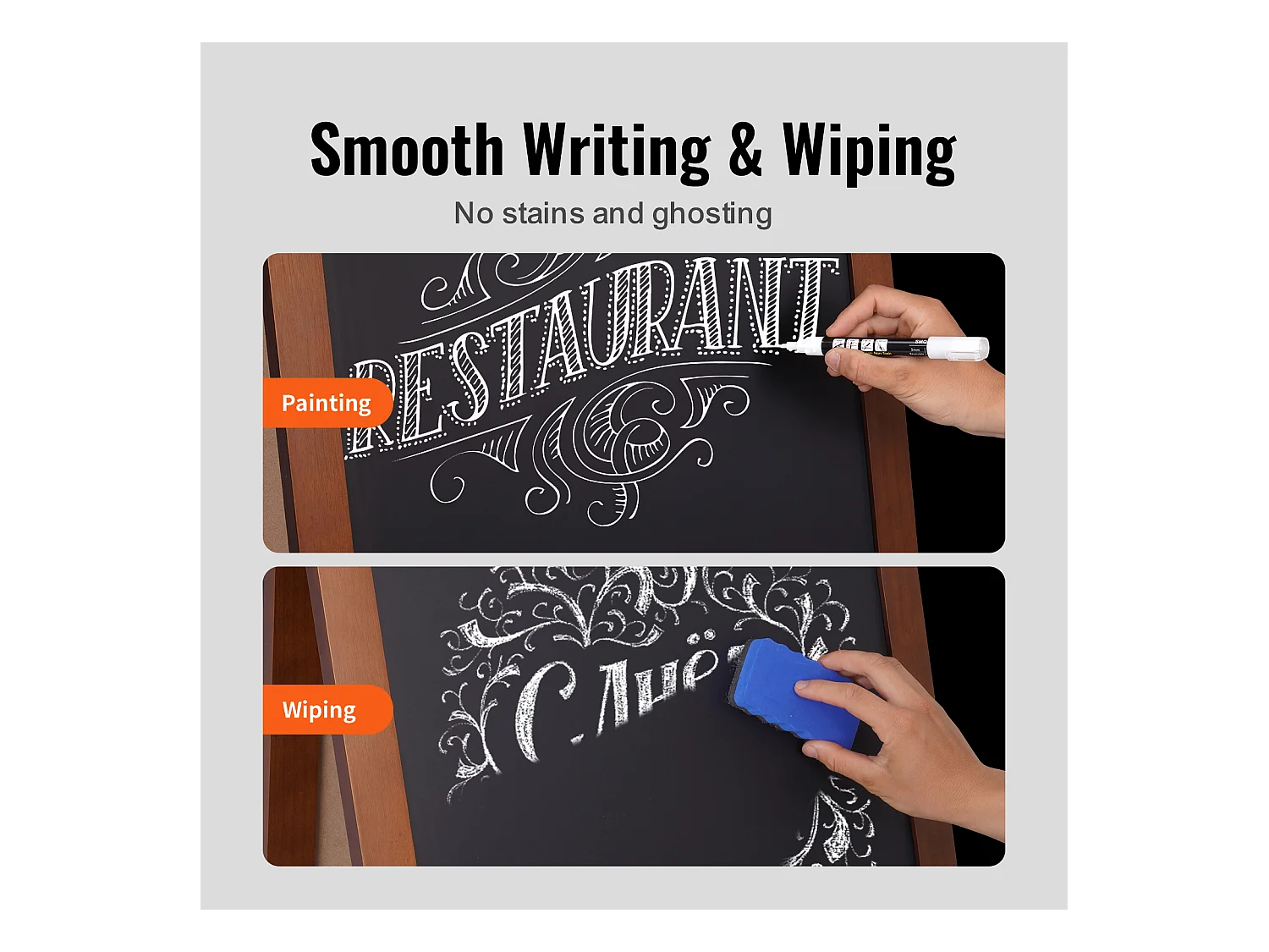 Tableau à Craie Menu Display SucceBuy, Bois A-Frame, 50,8 x 101,6 cm, Chevalet de Trottoir