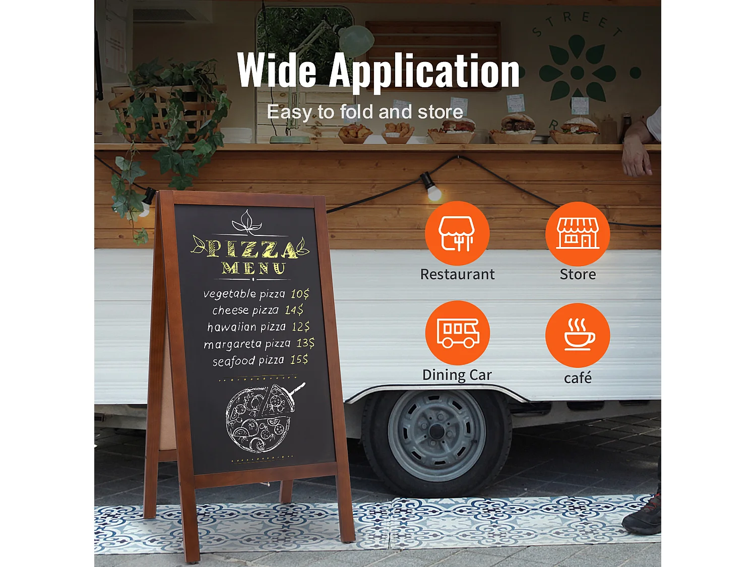 Tableau à Craie Menu Display SucceBuy, Bois A-Frame, 50,8 x 101,6 cm, Chevalet de Trottoir