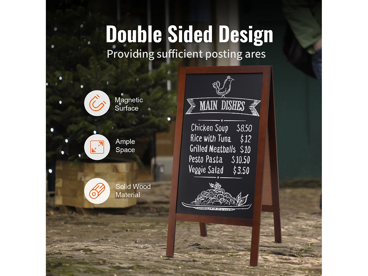 Tableau à Craie Menu Display SucceBuy, Bois A-Frame, 50,8 x 101,6 cm, Chevalet de Trottoir