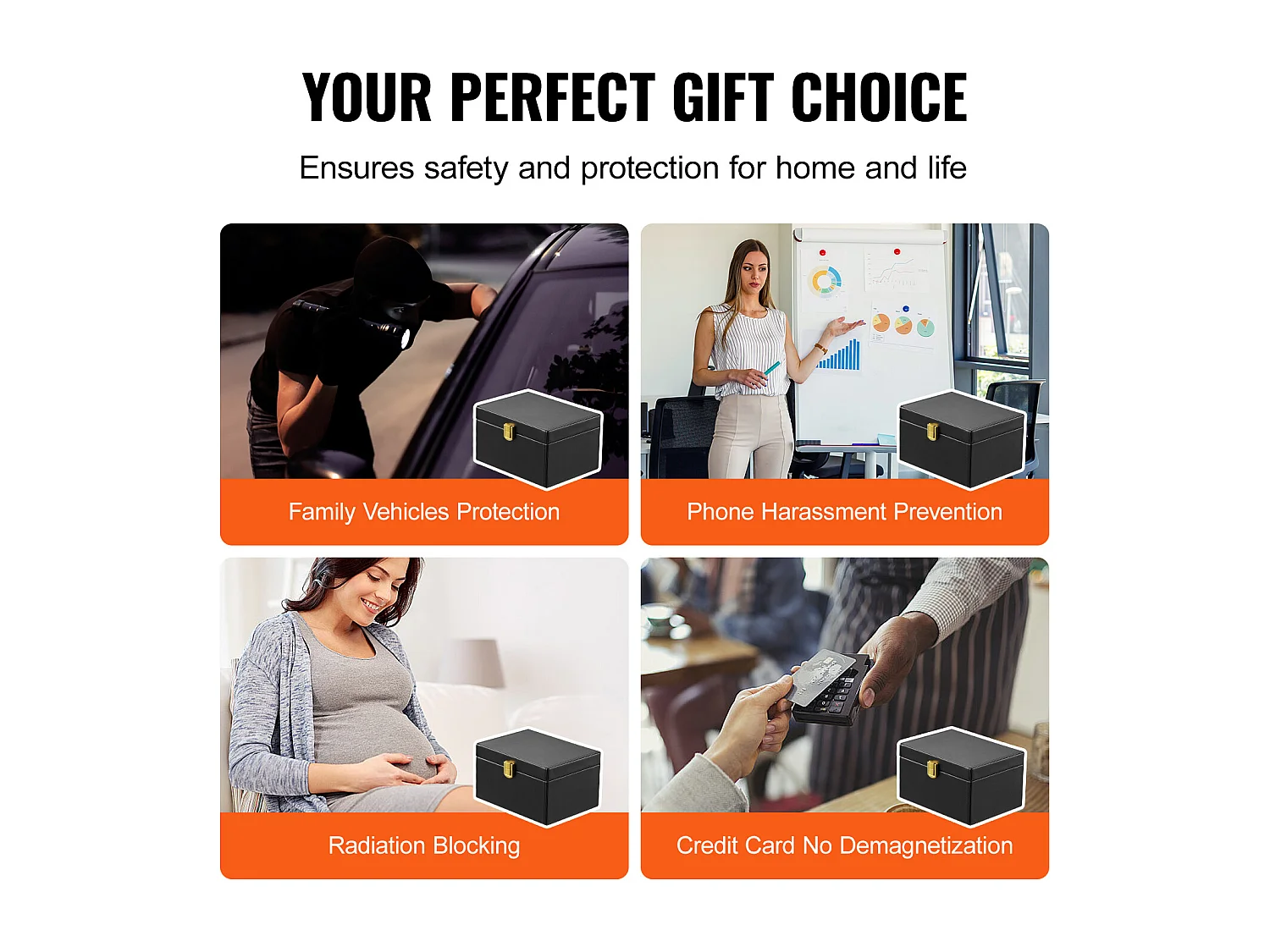 Faraday-Box SucceBuy für 5 bis 8 Autoschlüssel mit 2 Schlüsselbeuteln, Signalblockierer, Schwarz