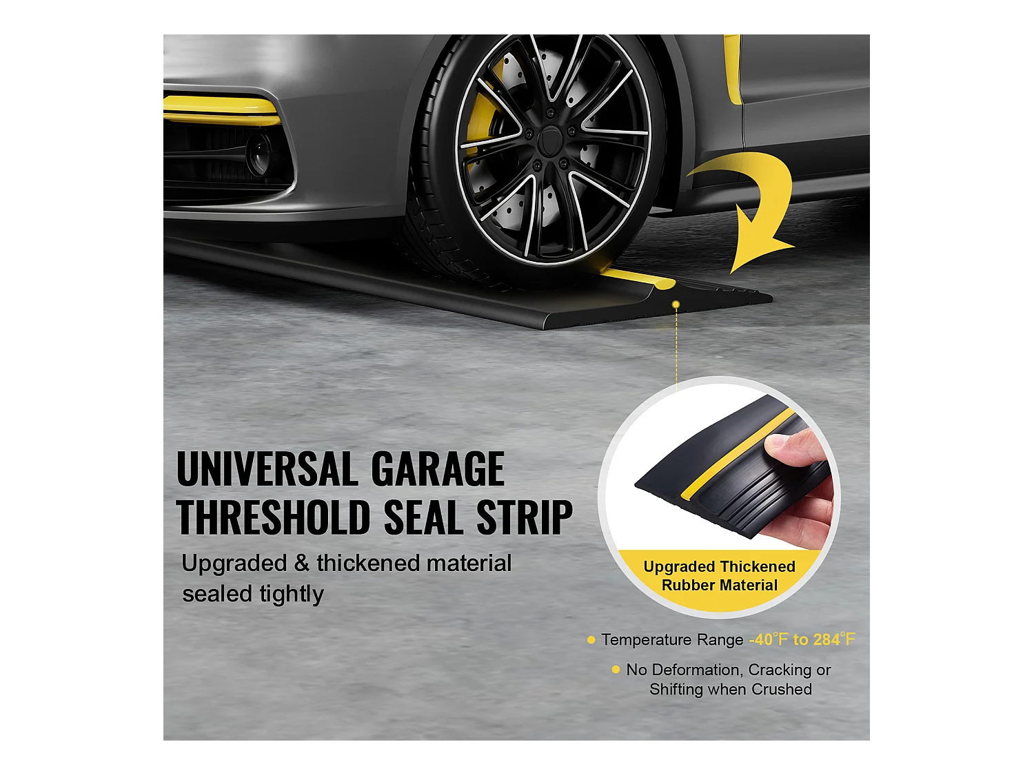 Bande d'Étanchéité SucceBuy pour Seuil de Porte de Garage de 305cm, Fond Universel en PVC Imperméable