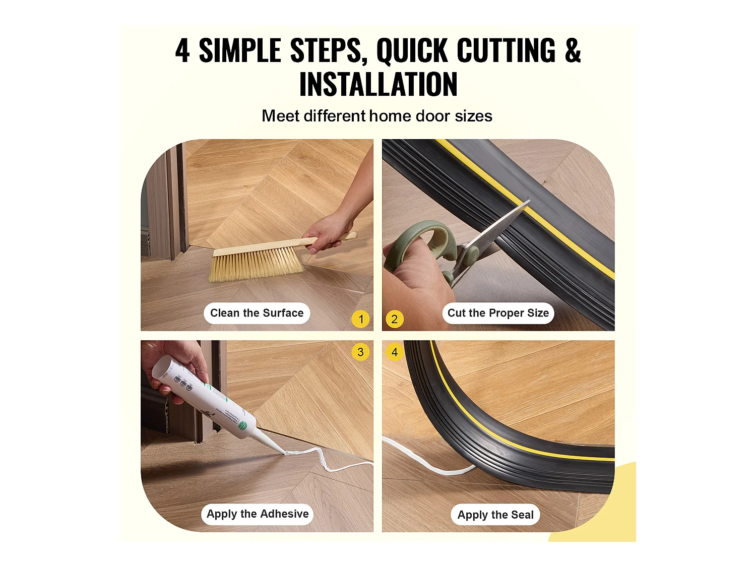 Bande d'Étanchéité SucceBuy pour Seuil de Porte de Garage de 305cm, Fond Universel en PVC Imperméable