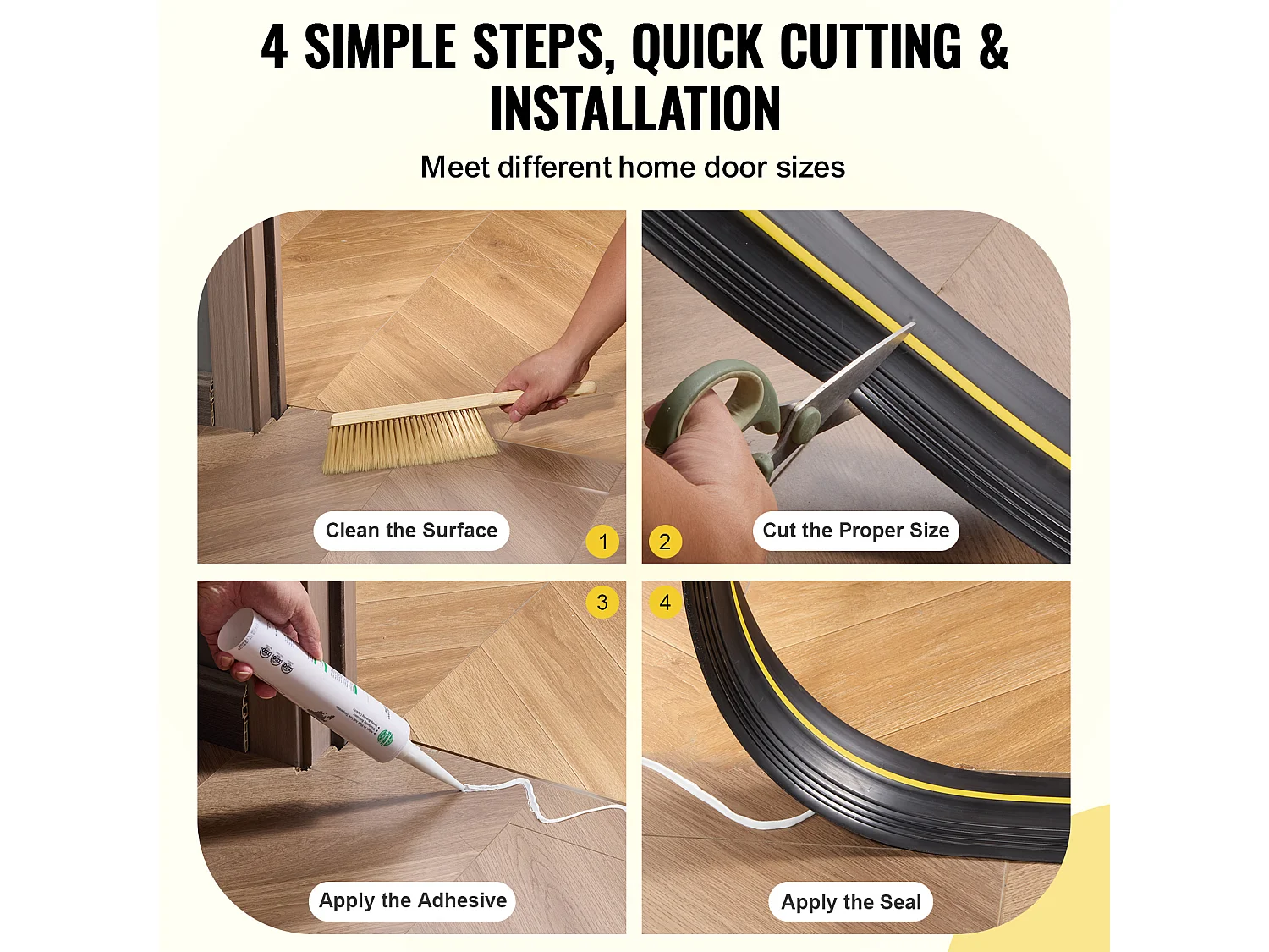 Bande d'Étanchéité SucceBuy pour Seuil de Porte de Garage de 305cm, Fond Universel en PVC Imperméable