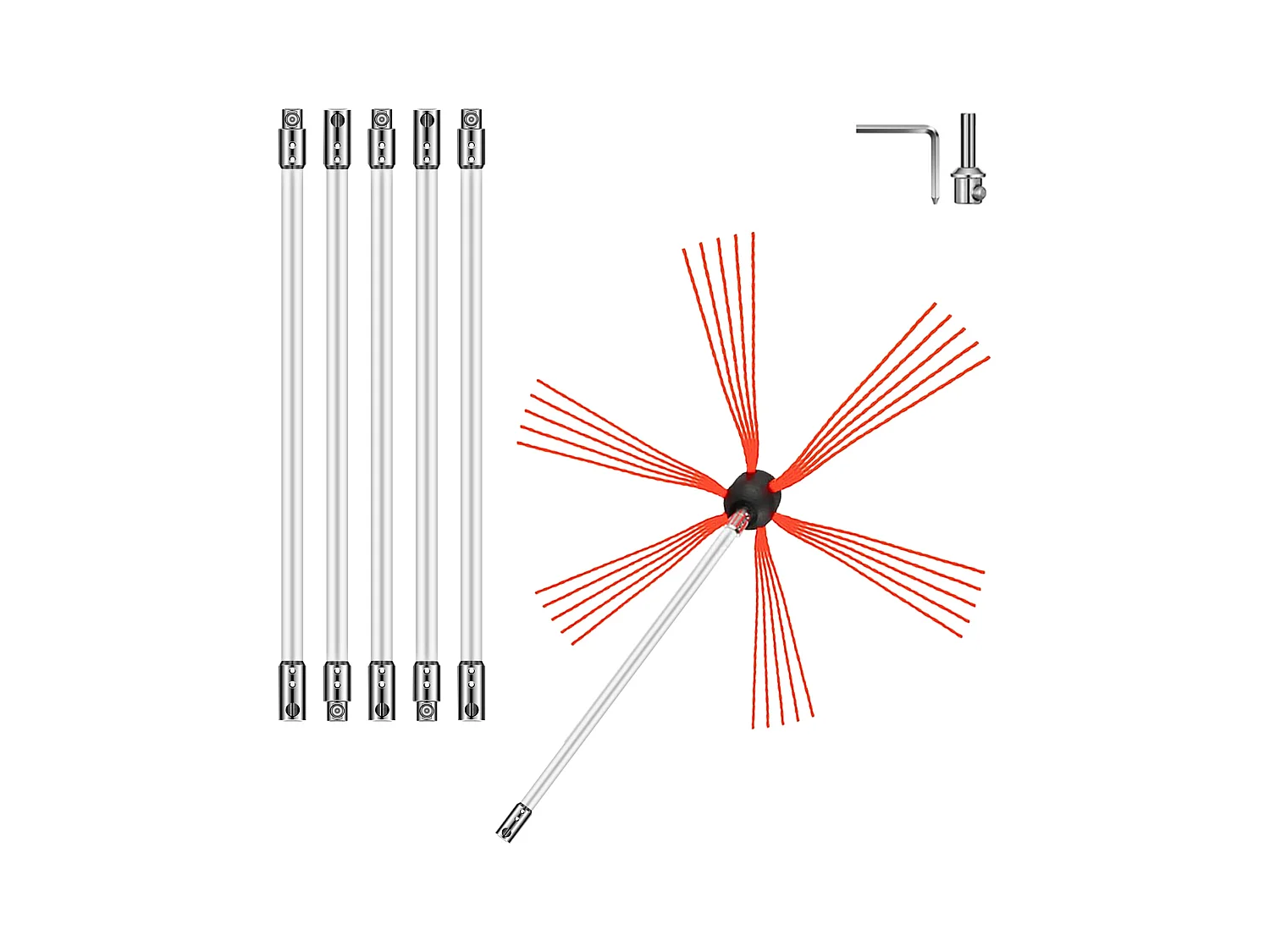 Brosse de Cheminée Kit SucceBuy, 51 cm, Kit de Nettoyage pour Mangeoire à Suie