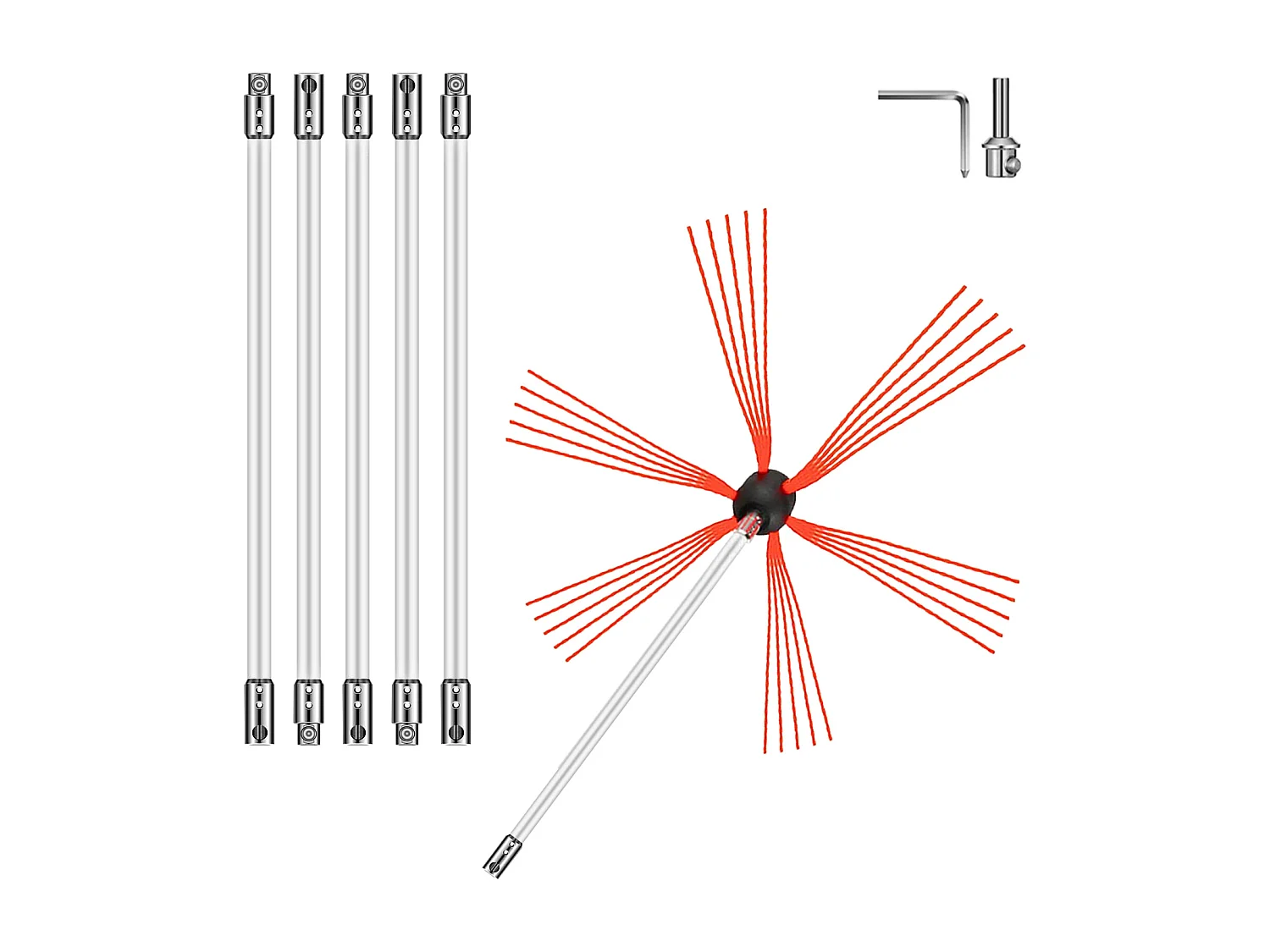 Brosse de Cheminée Kit SucceBuy, 51 cm, Kit de Nettoyage pour Mangeoire à Suie