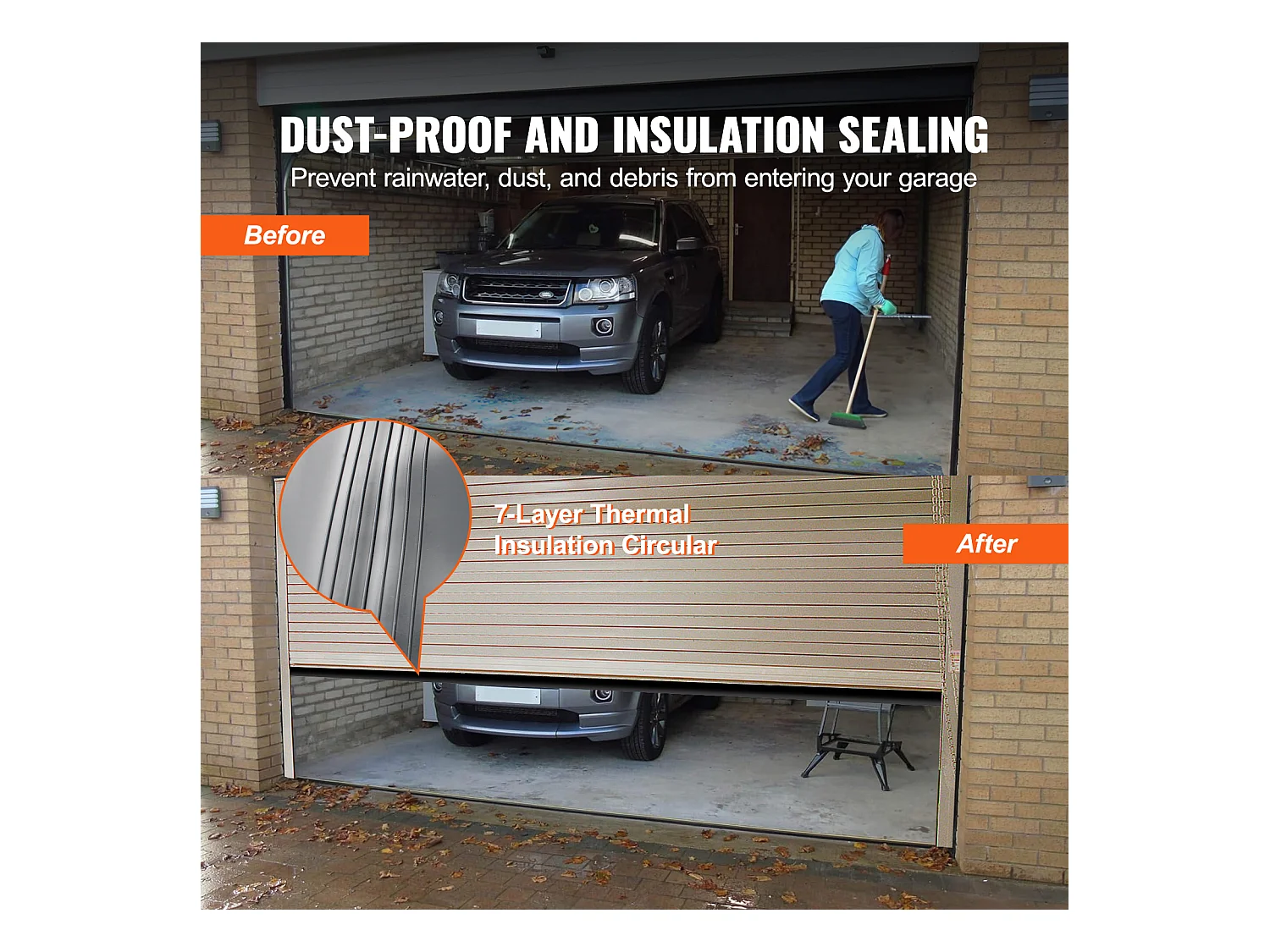 Bande d'Étanchéité SucceBuy de Garage Noirs - 305cm, Extrémité en T de 12.7/40.6cm, Bande en Caoutchouc Inférieure