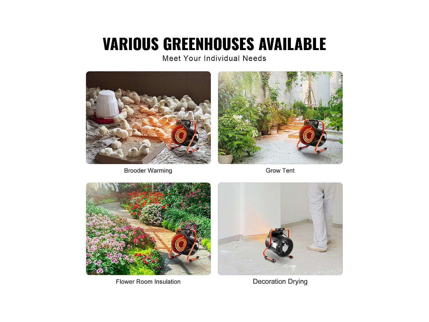 Chauffage de Serre SucceBuy 2000 W Chauffage Rapide avec Protection Contre la Surchauffe Étanche