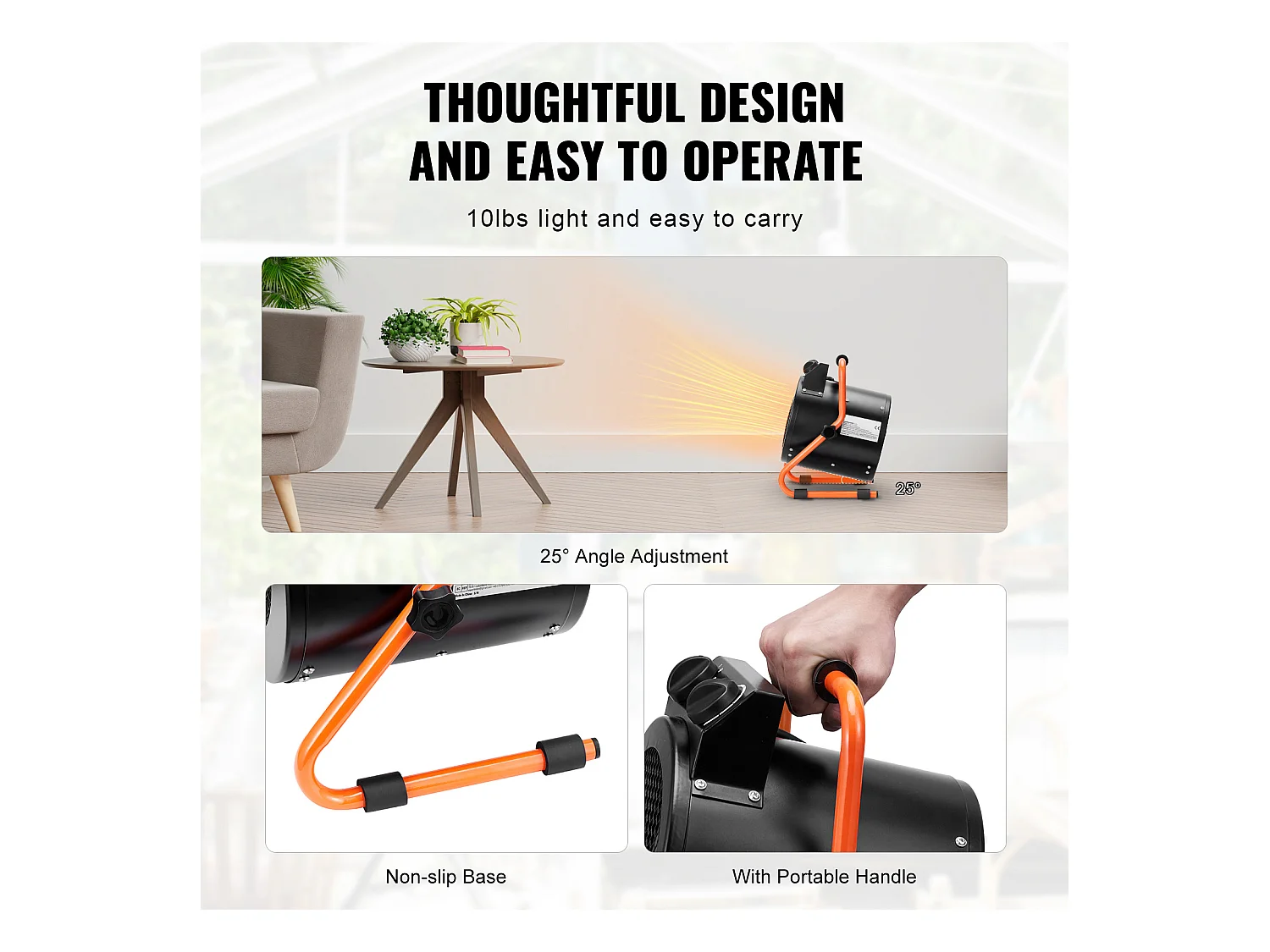 Chauffage de Serre SucceBuy 2000 W Chauffage Rapide avec Protection Contre la Surchauffe Étanche