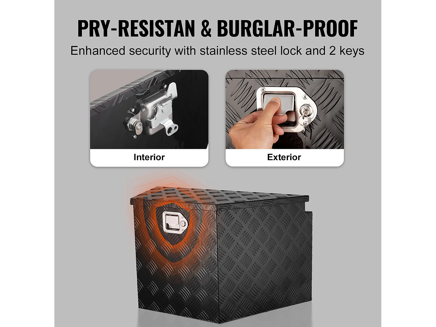 Scatola Porta Attrezzi per Rimorchio SucceBuy, 99 x 42 x 30 cm, in Lega di Alluminio e Chiavi di Chiusura