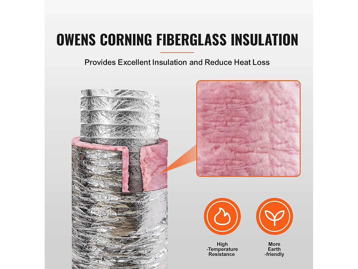 Isoliertes Flexibles Rohr SucceBuy für Trocknerlüftung 10.16CM x 760CM, CVC, Feuersicherheit R-6