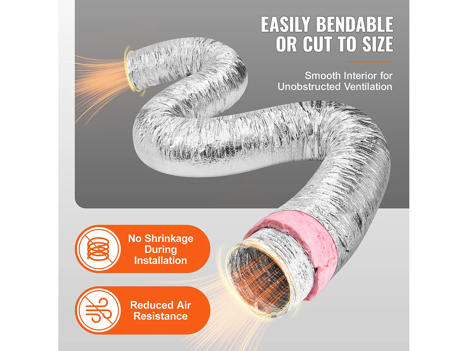 Isoliertes Flexibles Rohr SucceBuy für Trocknerlüftung 10.16CM x 760CM, CVC, Feuersicherheit R-6