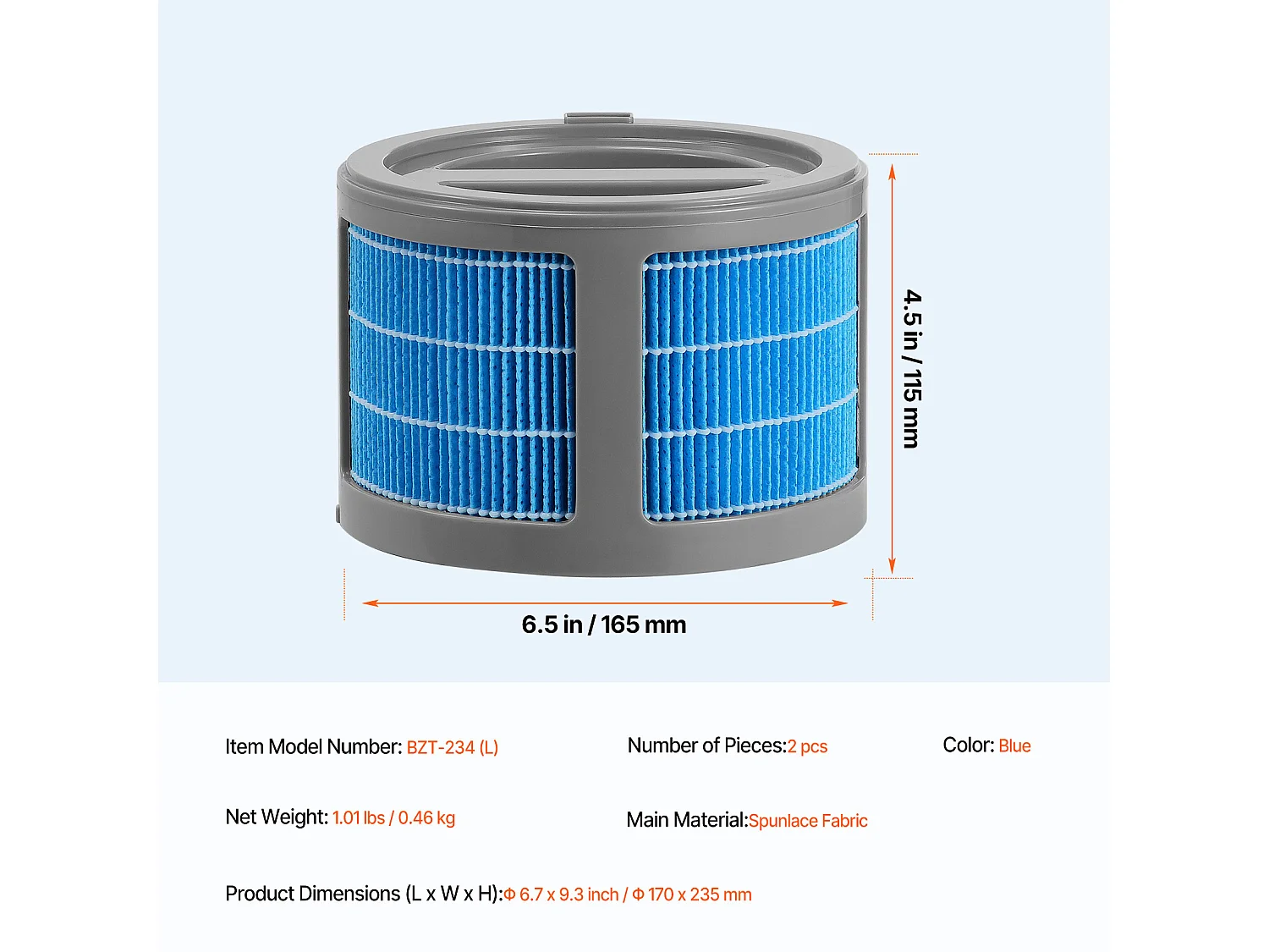 Filtre de Rechange SucceBuy pour Humidificateur à Évaporation, Lot de 2 pour Modèle 10 L/2,64 G