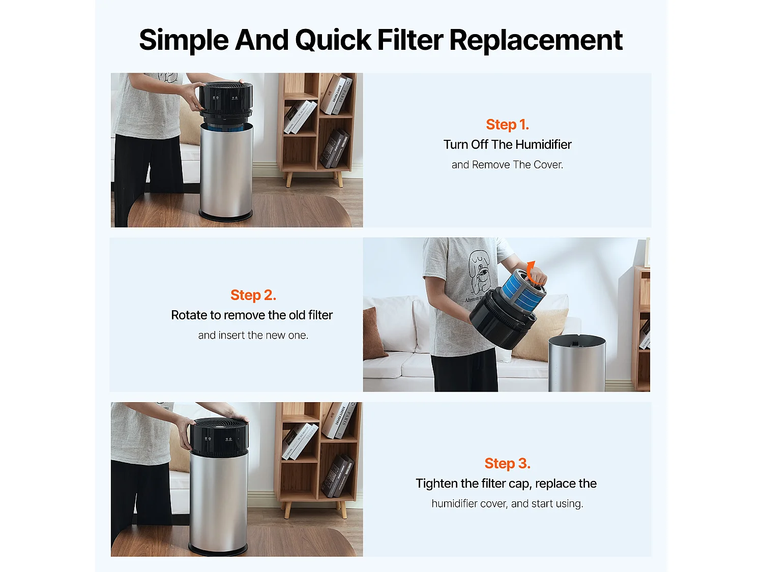 Filtre de Rechange SucceBuy pour Humidificateur à Évaporation, Lot de 2 pour Modèle 10 L/2,64 G