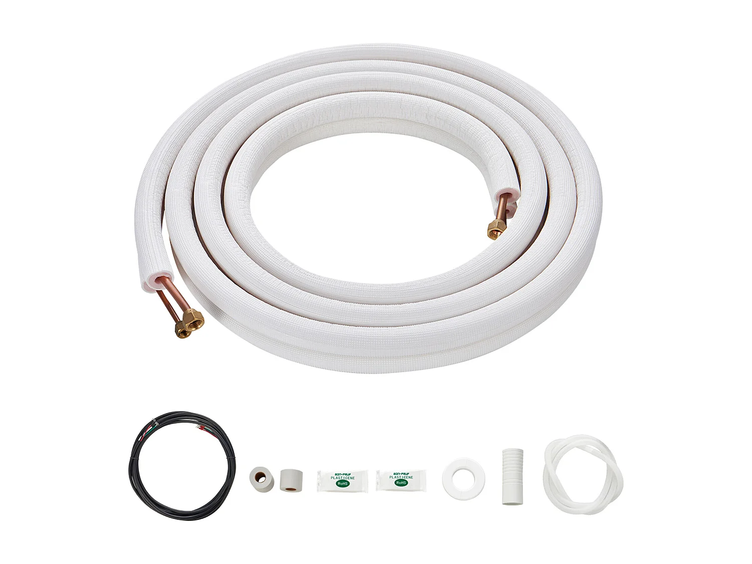 SucceBuy Rohr-Set Mini-Split-Linien 6,4 x 9,5 mm x 4877 mm Kupferrohre mit Wechselstromkabel