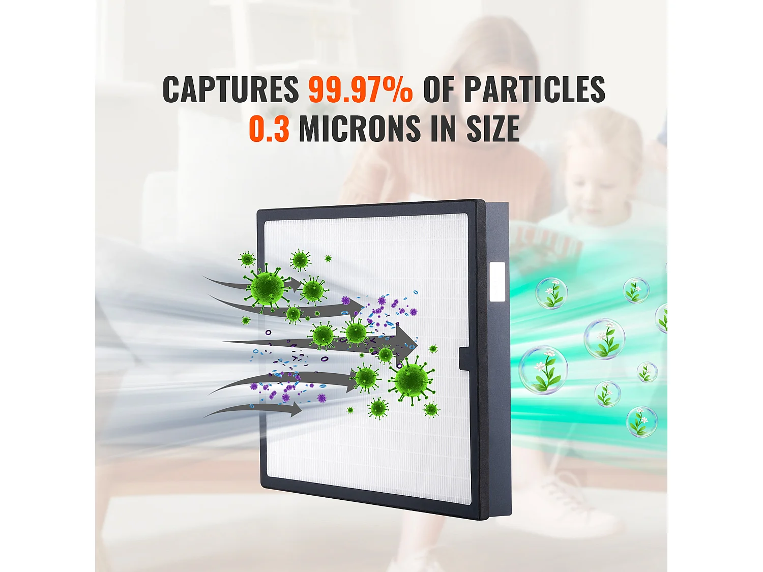 HEPA Luftfilter Ersatz SucceBuy 40cm x 40cm für Luftreiniger, Ideal zur Verbesserung der Innenraumluftqualität und Reduzierung von Allergenen