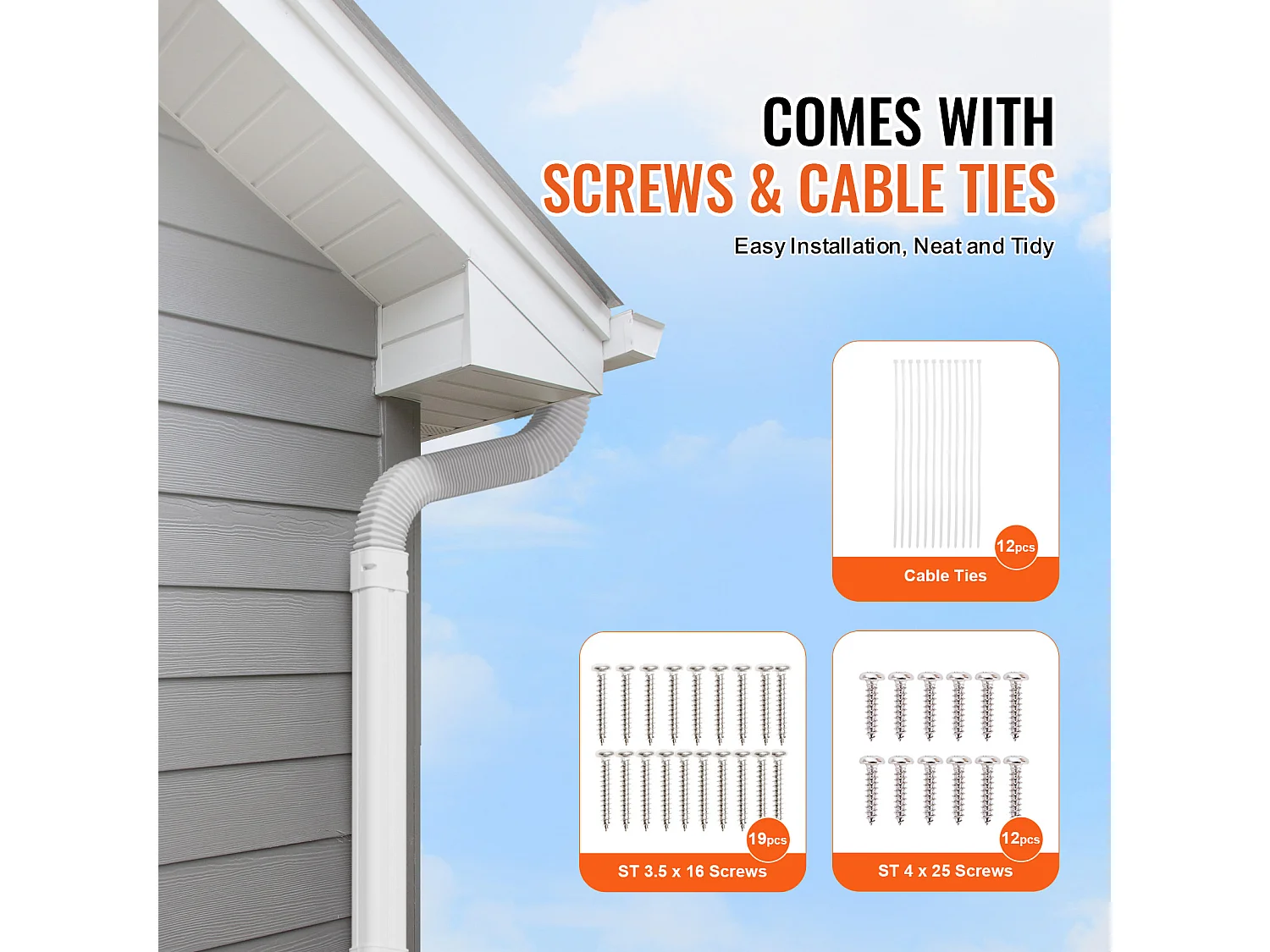 Couvercle de Ligne SucceBuy, 310 x 7,6 cm pour Mini-Split/Climatiseur, en PVC, avec Tuyaux Droits Flexible