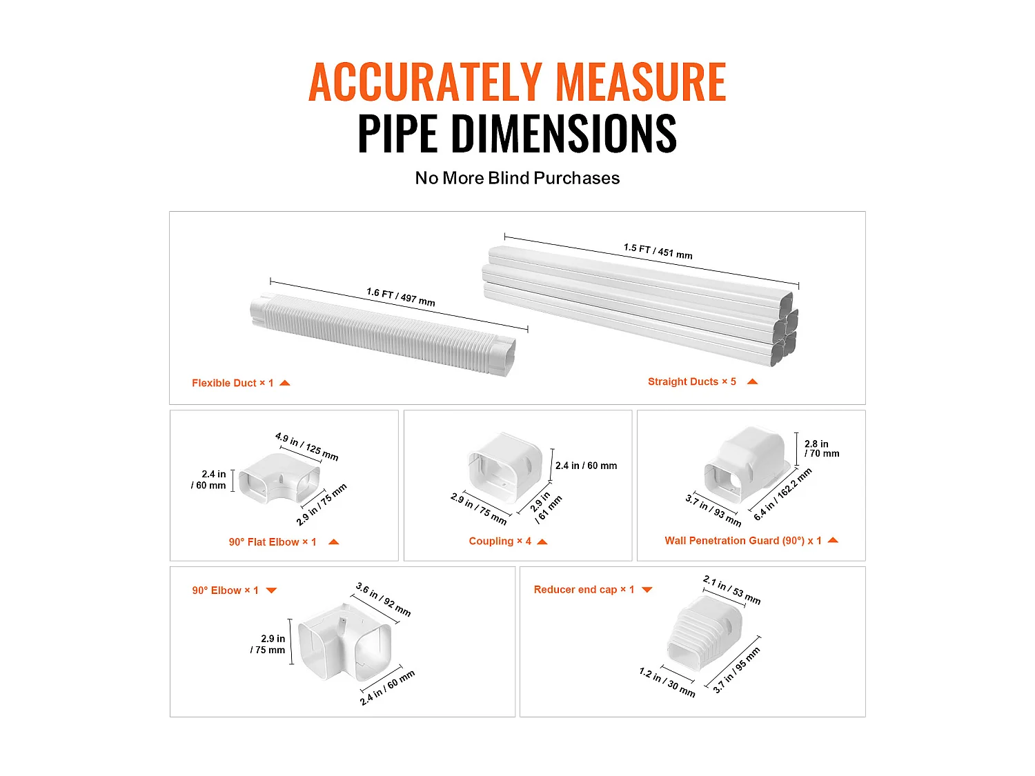 Couvercle de Ligne SucceBuy, 310 x 7,6 cm pour Mini-Split/Climatiseur, en PVC, avec Tuyaux Droits Flexible