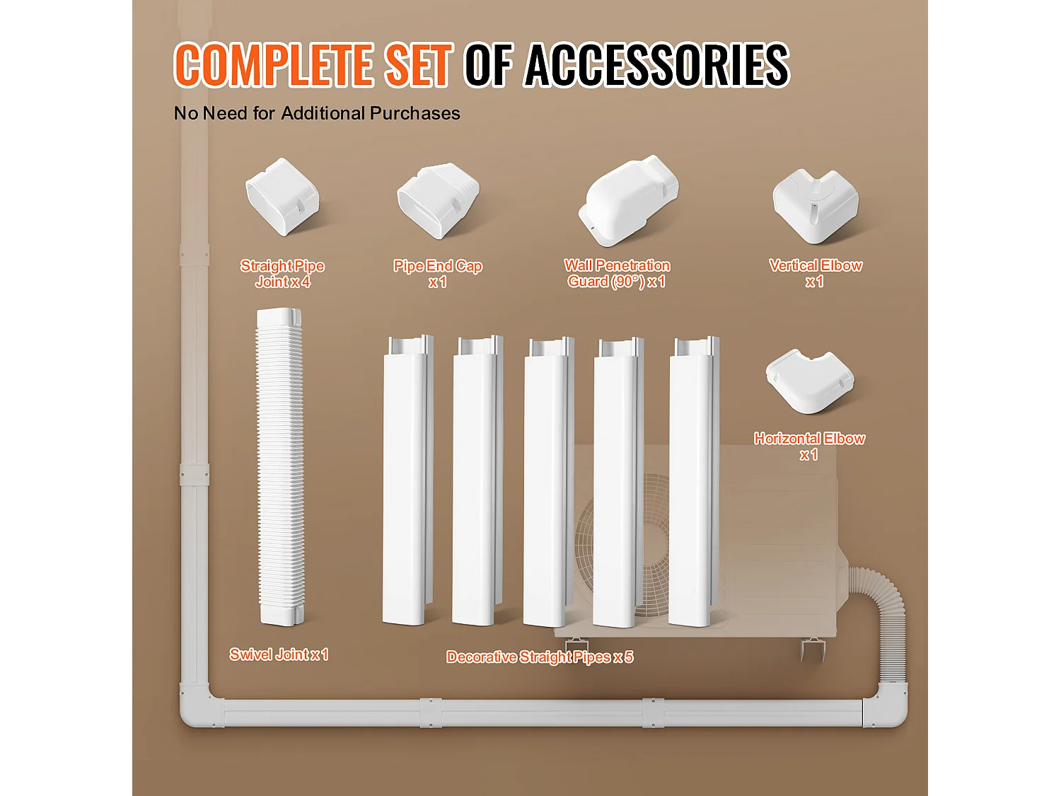 Couvercle de Ligne SucceBuy, 310 x 7,6 cm pour Mini-Split/Climatiseur, en PVC, avec Tuyaux Droits Flexible