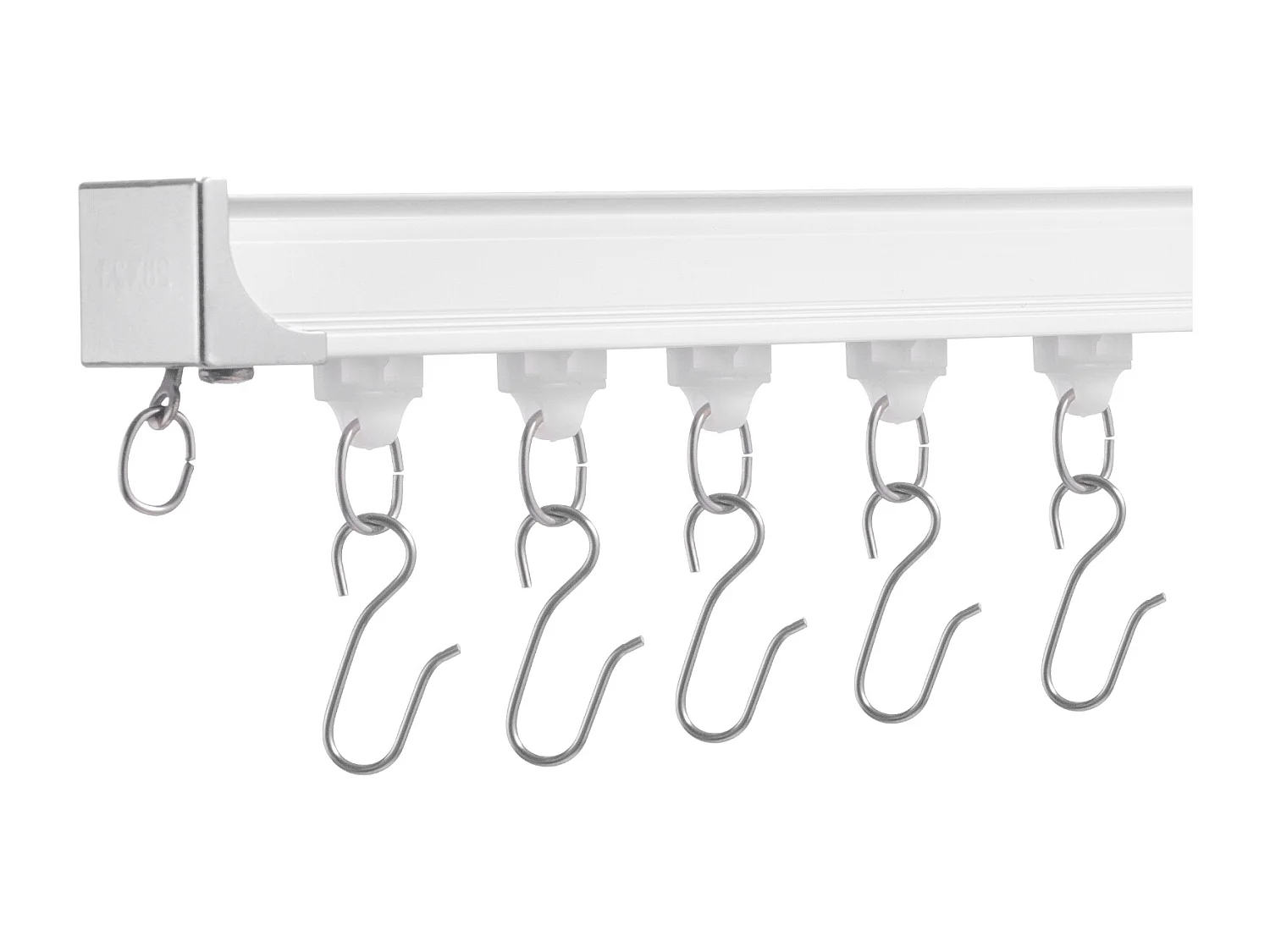 Ensemble de Rails SucceBuy à Rideaux de Plafond de 180cm, Séparateur de Pièce avec Crochets, Système de Rideau Coulissant pour Séparateur de Pièce, Blanc