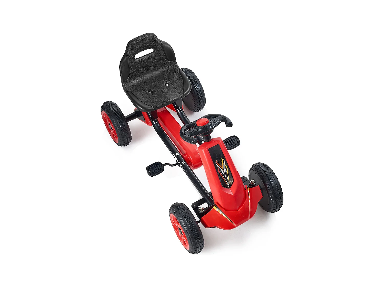 Kart à Pédales Enfant, SucceBuy Go Kart 4 Roues à Pédales pour Enfants de 3 à 8 Ans, Siège Réglable, Rouge
