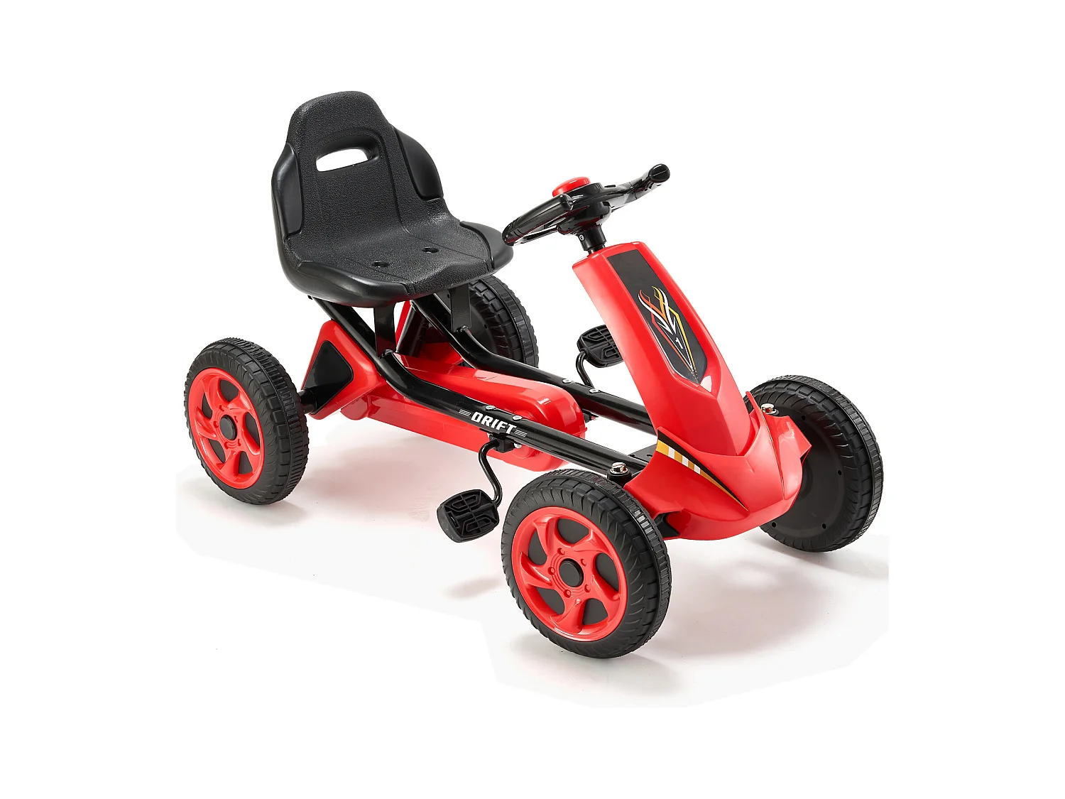 Kart à Pédales Enfant, SucceBuy Go Kart 4 Roues à Pédales pour Enfants de 3 à 8 Ans, Siège Réglable, Rouge