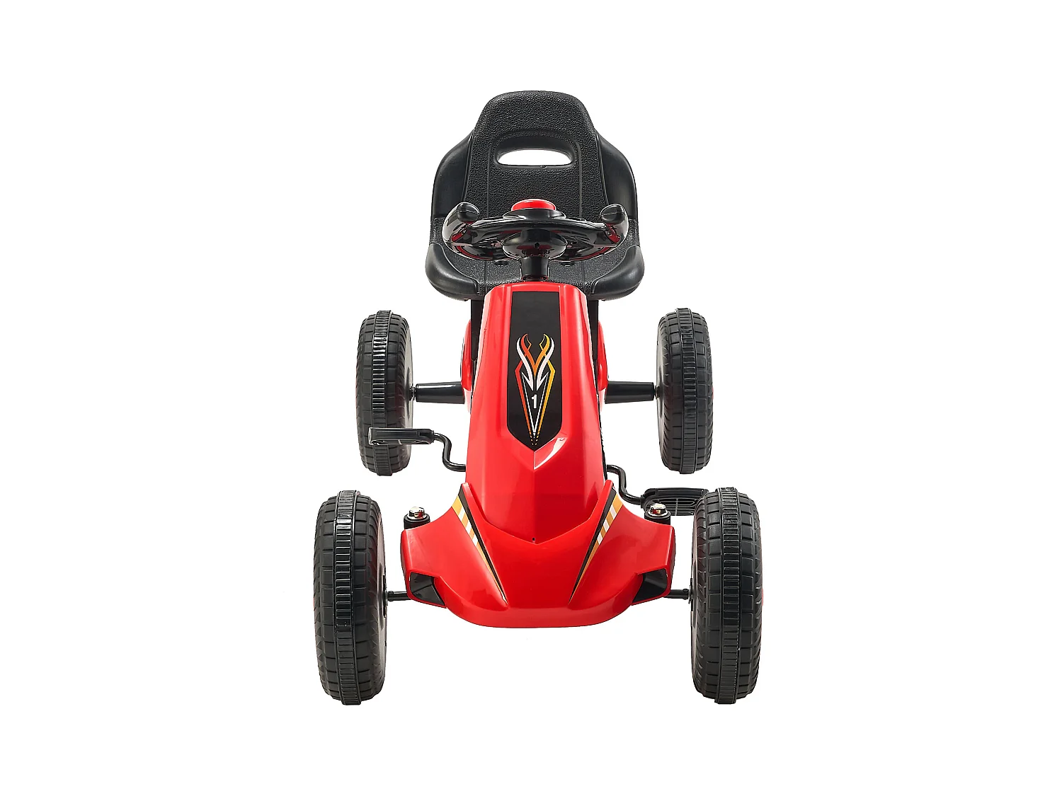 Kart à Pédales Enfant, SucceBuy Go Kart 4 Roues à Pédales pour Enfants de 3 à 8 Ans, Siège Réglable, Rouge
