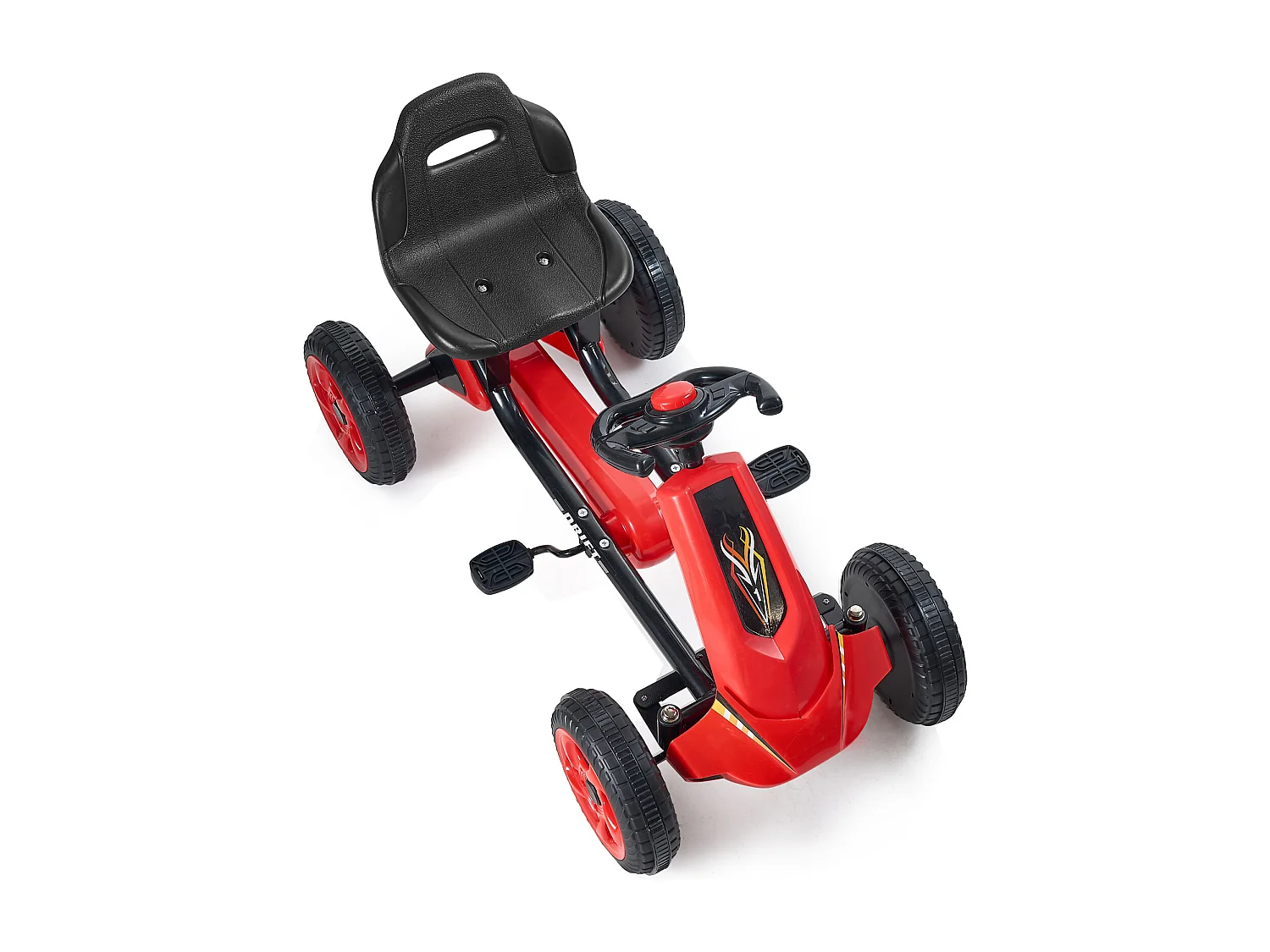 Kinderskelter, SucceBuy Go Kart 4-Wiels Skelter voor Kinderen van 3 tot 8 Jaar, Verstelbare Stoel, Rood