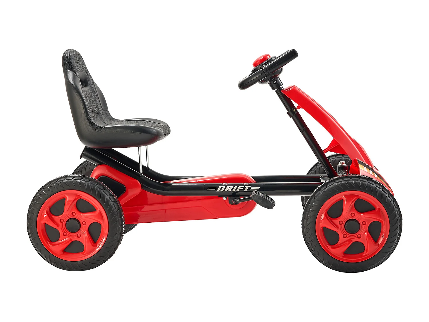 Kinderskelter, SucceBuy Go Kart 4-Wiels Skelter voor Kinderen van 3 tot 8 Jaar, Verstelbare Stoel, Rood