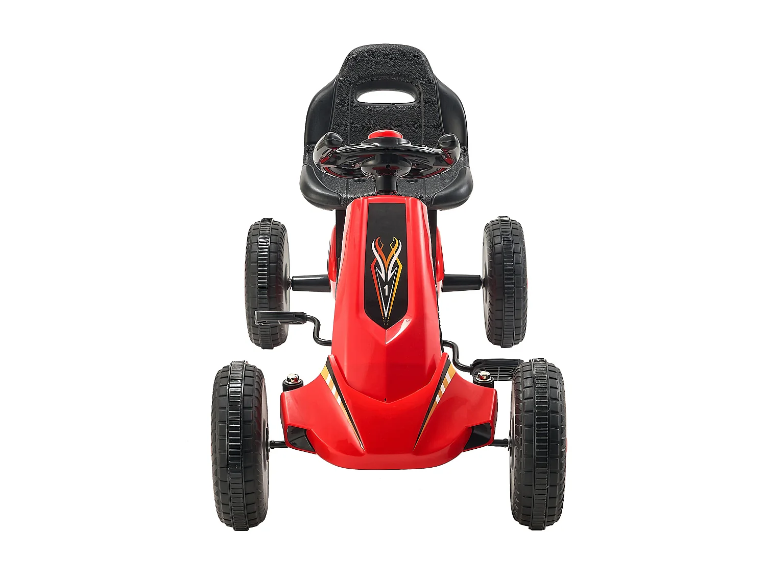 Kinderskelter, SucceBuy Go Kart 4-Wiels Skelter voor Kinderen van 3 tot 8 Jaar, Verstelbare Stoel, Rood