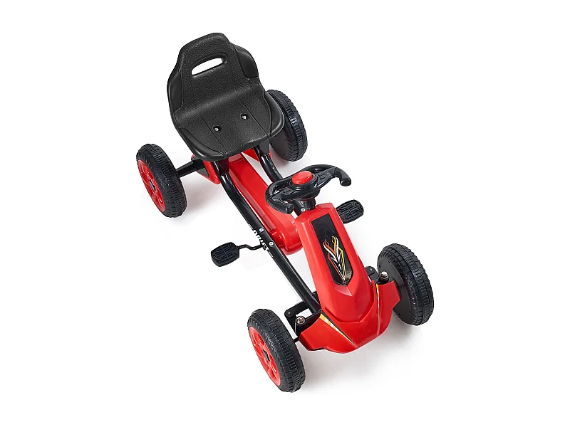 Kart à Pédales Enfant, SucceBuy Go Kart 4 Roues à Pédales pour Enfants de 3 à 8 Ans, Siège Réglable, Rouge