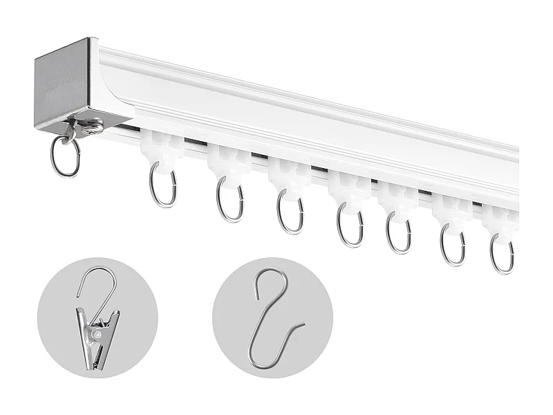 Conjunto de Rieles SucceBuy para Cortinas de Techo de 540cm Separador de Habitación con Ganchos, Sistema de Rieles para Cortinas Corredizas