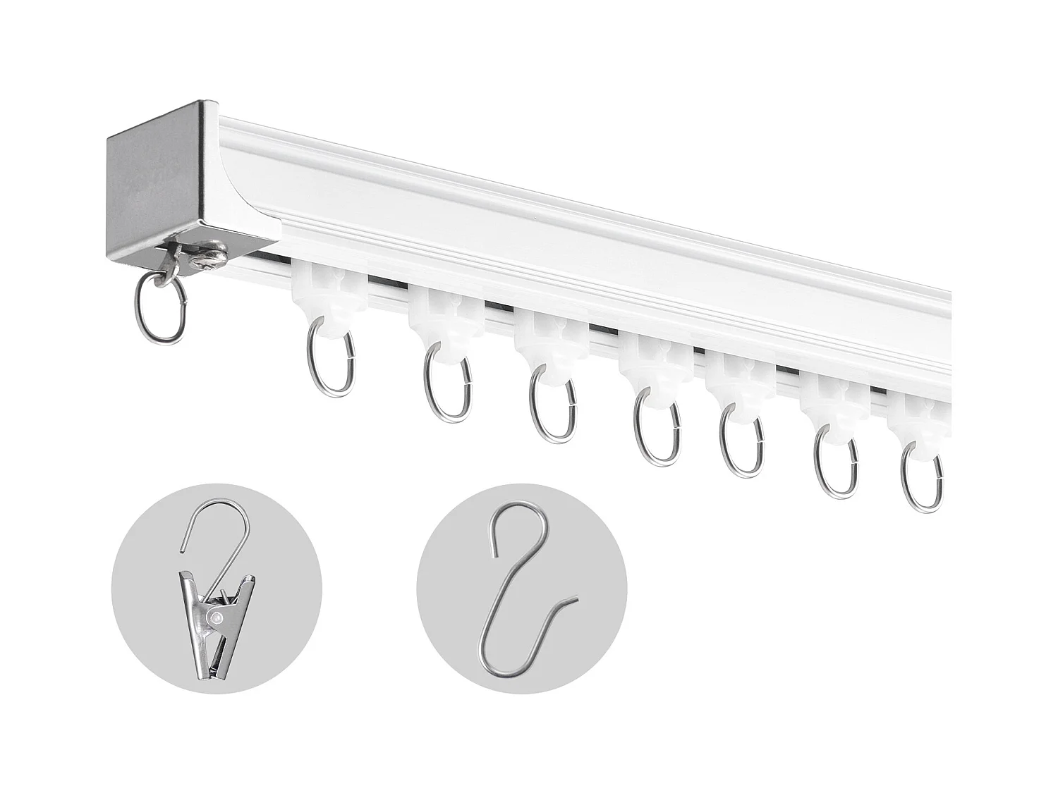 Ensemble de Rails SucceBuy à Rideaux de Plafond de 540cm Séparateur de Pièce avec Crochets, Système de Rails à Rideaux Coulissants pour Séparateur de Pièce