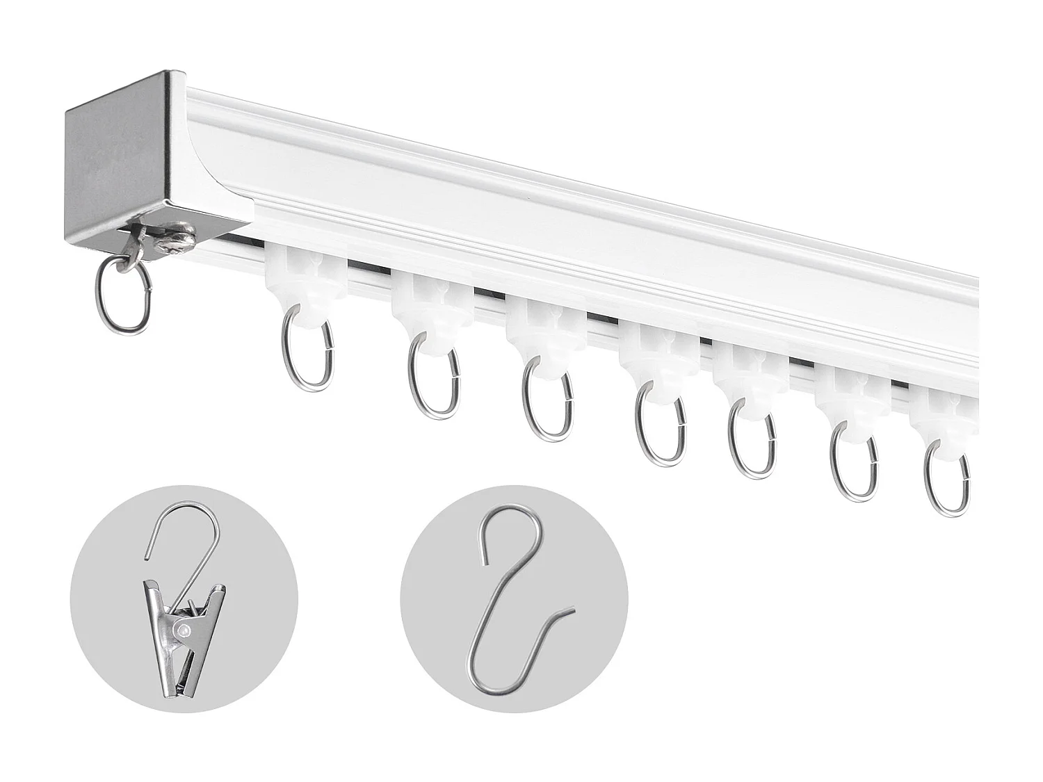 Rails Set SucceBuy voor Plafondgordijnen 540cm Ruimtescheider met Haken, Gleisysteem voor Schuifgordijnen voor Ruimtescheider