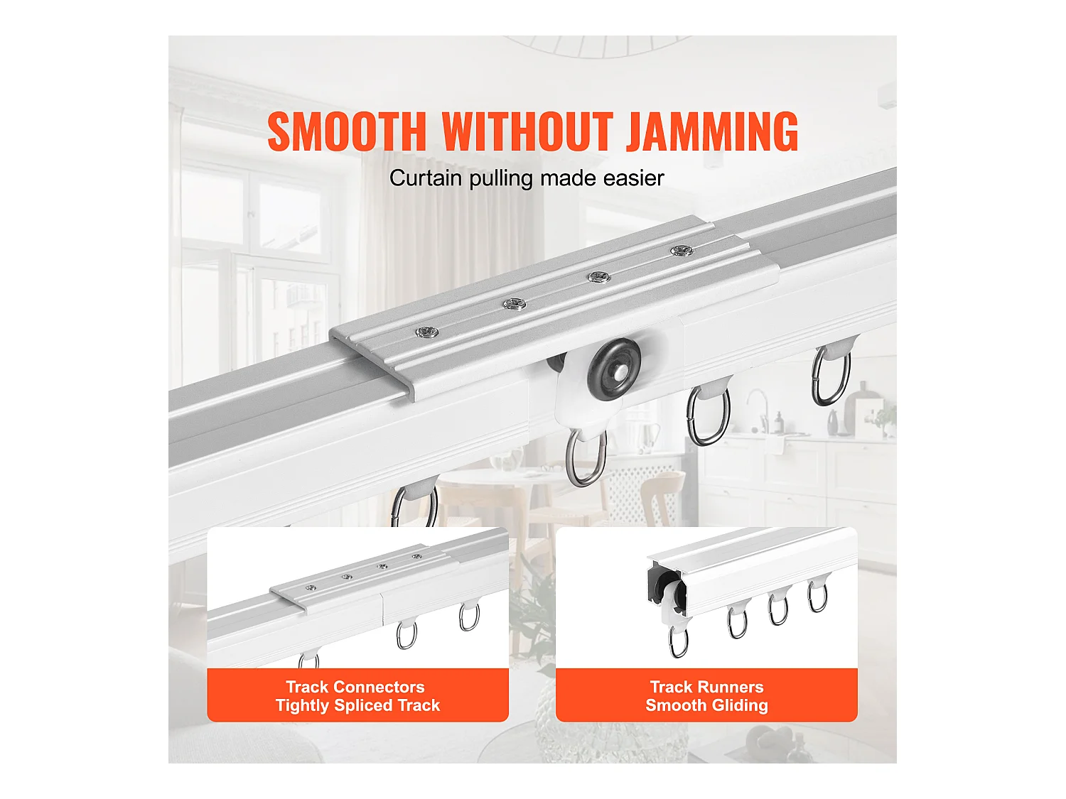 Ensemble de Rails SucceBuy pour Rideaux de Plafond 360cm, Système Coulissant pour Rideaux, Crochets et Quincaillerie, Blanc pour Salon et Chambre à Coucher