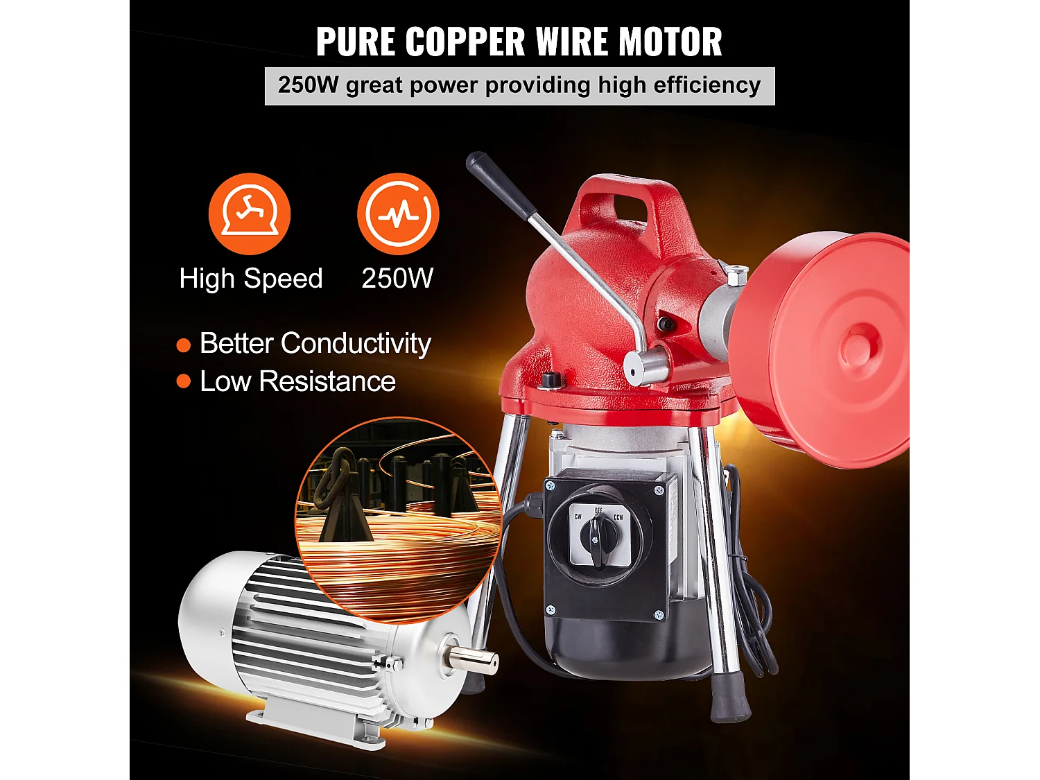 Macchina per la Pulizia del Dreno SucceBuy 20 m x 16 mm 250W Sbloccapipe