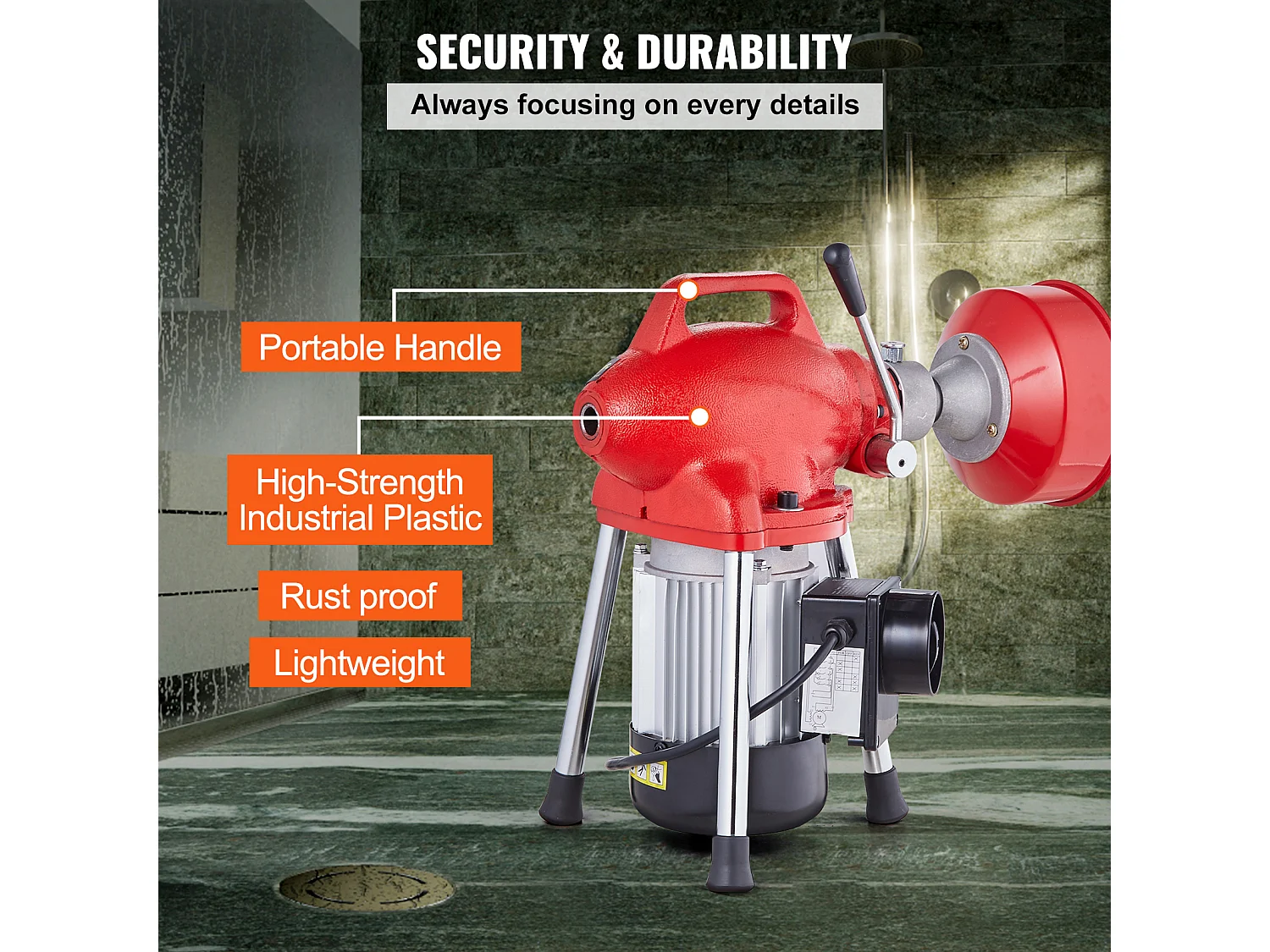 Macchina per la Pulizia del Dreno SucceBuy 20 m x 16 mm 250W Sbloccapipe