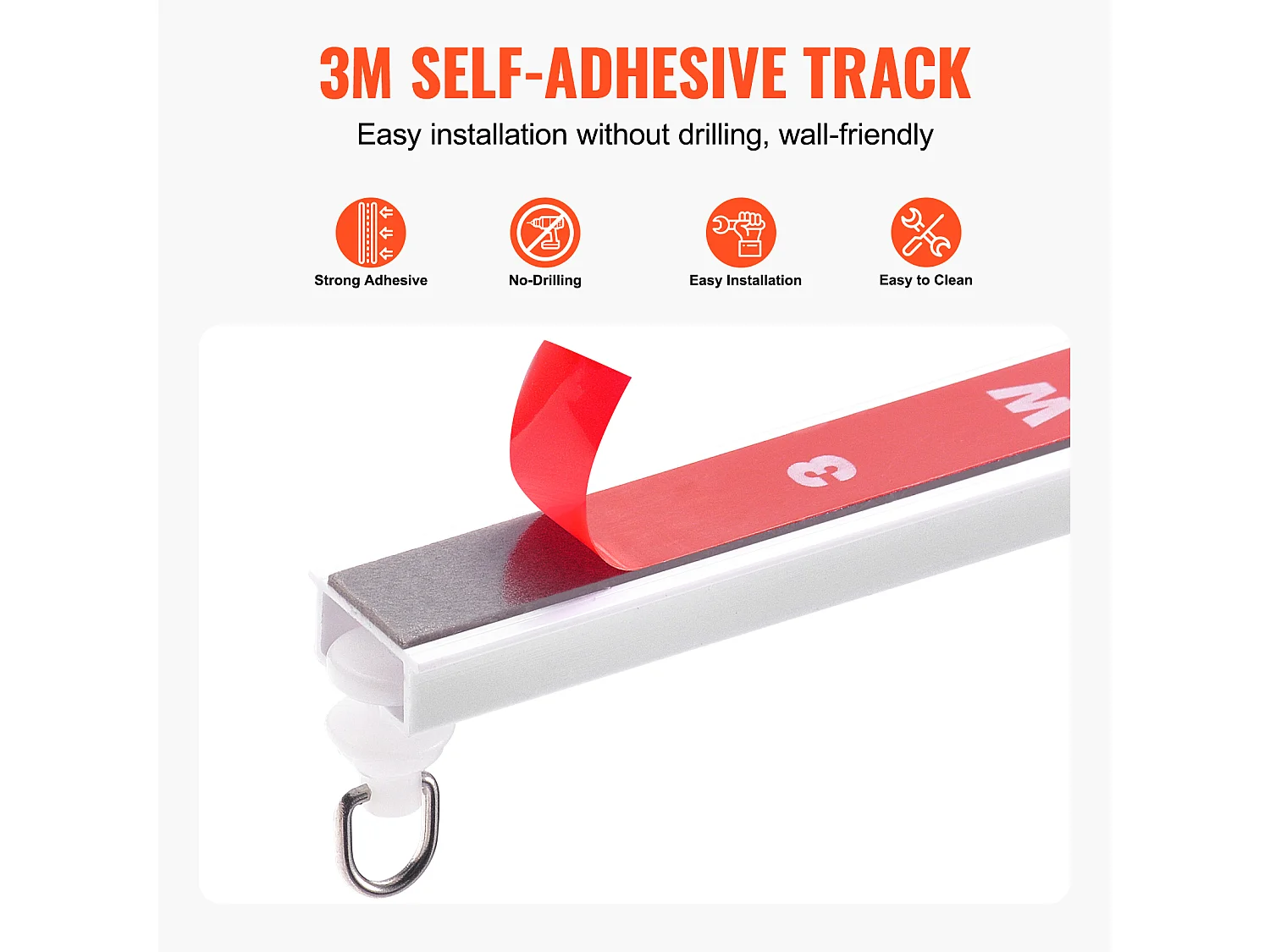 Set di Guide SucceBuy per Tendaggi a Soffitto da 302cm, Divisorio per Stanza Autoadesivo, Sistema di Guide Autoadesive senza Foratura