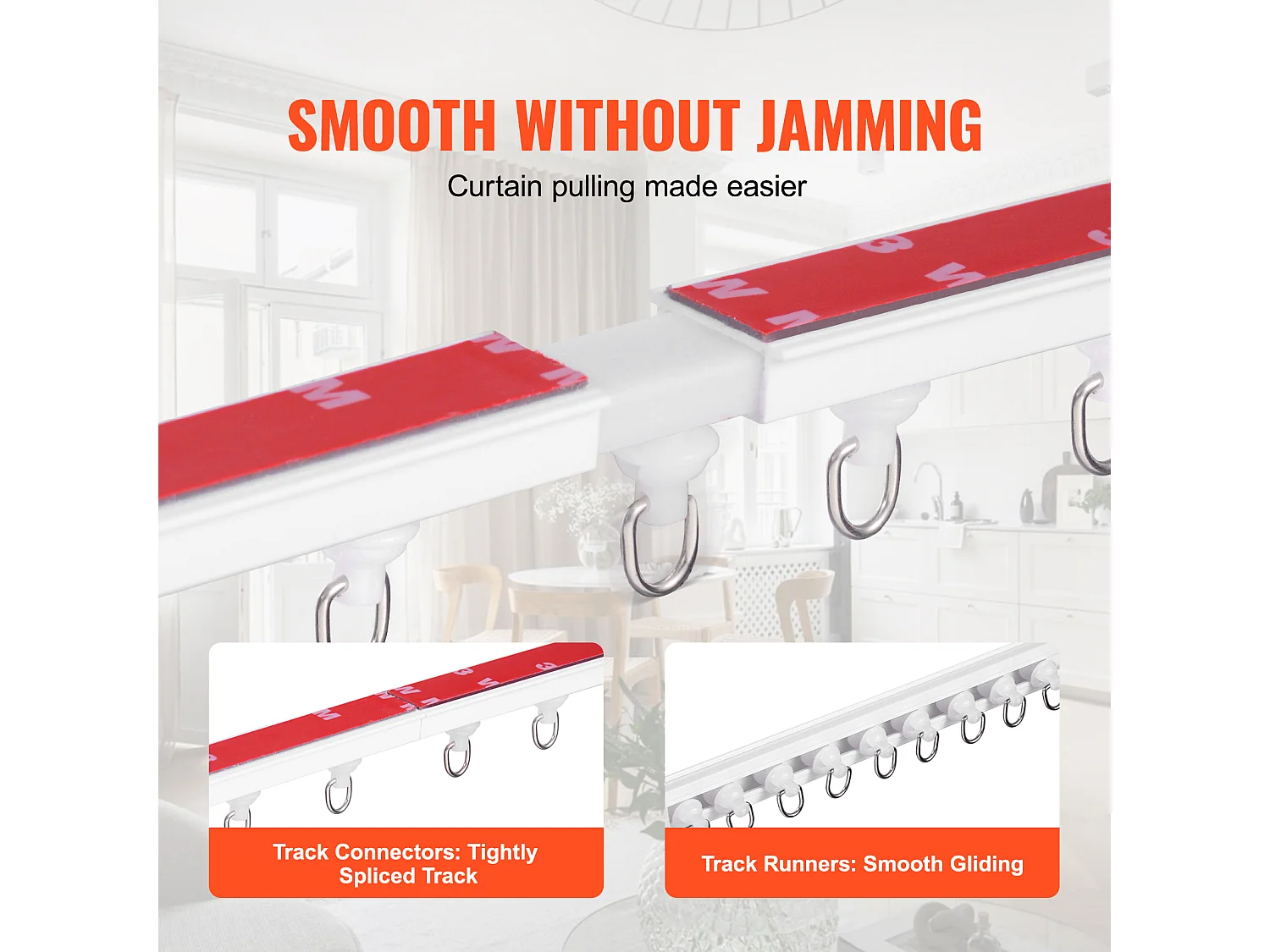 Set di Guide SucceBuy per Tendaggi a Soffitto da 302cm, Divisorio per Stanza Autoadesivo, Sistema di Guide Autoadesive senza Foratura