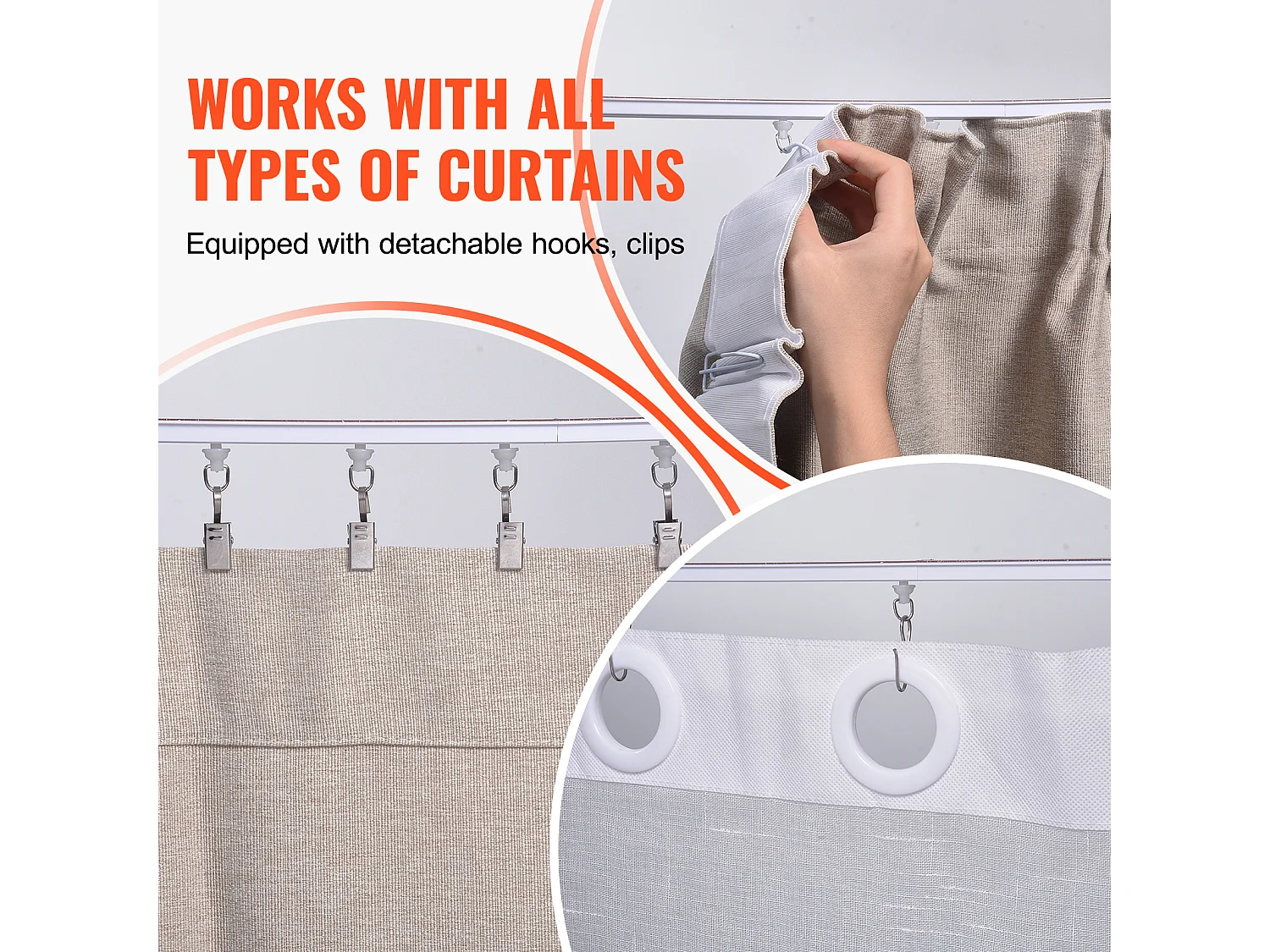 Set di Guide SucceBuy per Tendaggi a Soffitto da 302cm, Divisorio per Stanza Autoadesivo, Sistema di Guide Autoadesive senza Foratura