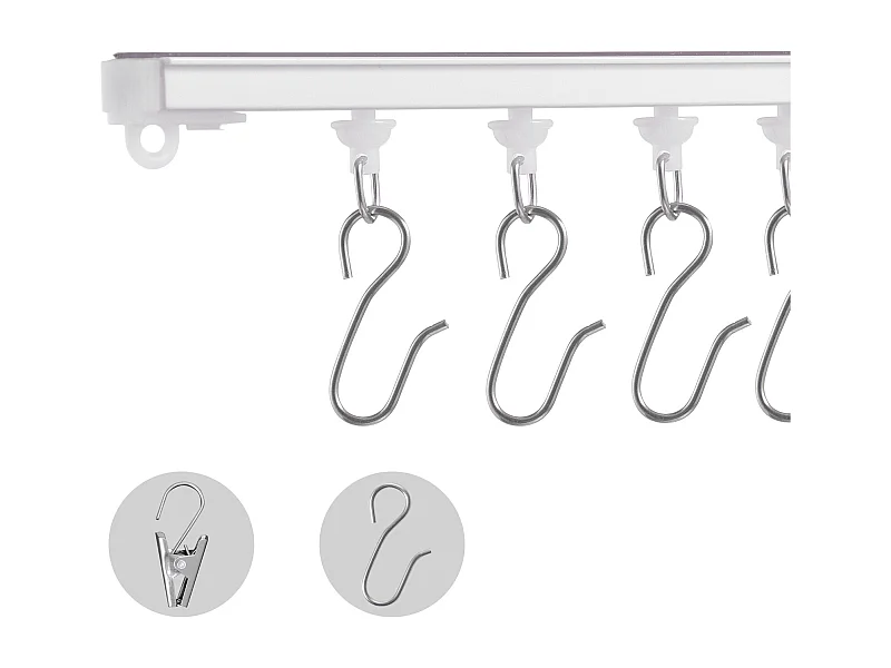 Set di Guide SucceBuy per Tendaggi a Soffitto da 302cm, Divisorio per Stanza Autoadesivo, Sistema di Guide Autoadesive senza Foratura
