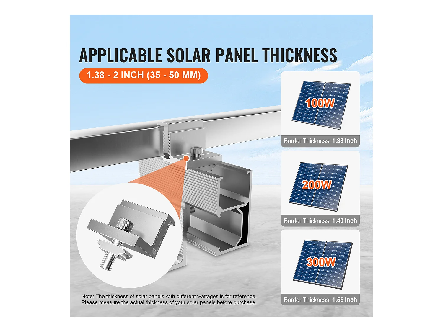 Supports de Montage de Panneaux Solaires SucceBuy, 20 Pièces, 35-50 mm Réglables, Légers pour Camping-Cars et Plus